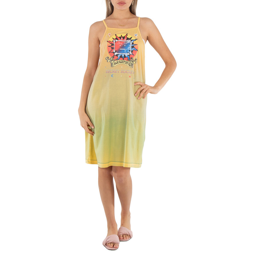 Acne Studios Ladies Yellow Brown Screen Print Dress - 1