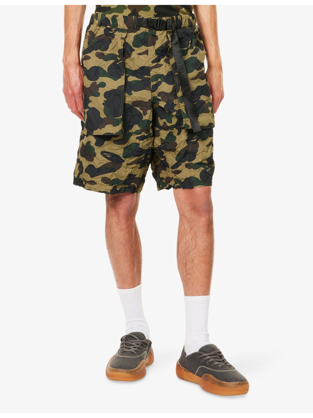 Crinkle Camo Printed Cotton Shorts - 3