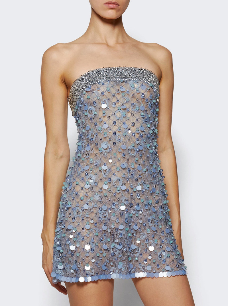 ROBERTA EINER Fishnet Mini Bandeau Dress Blue outlook