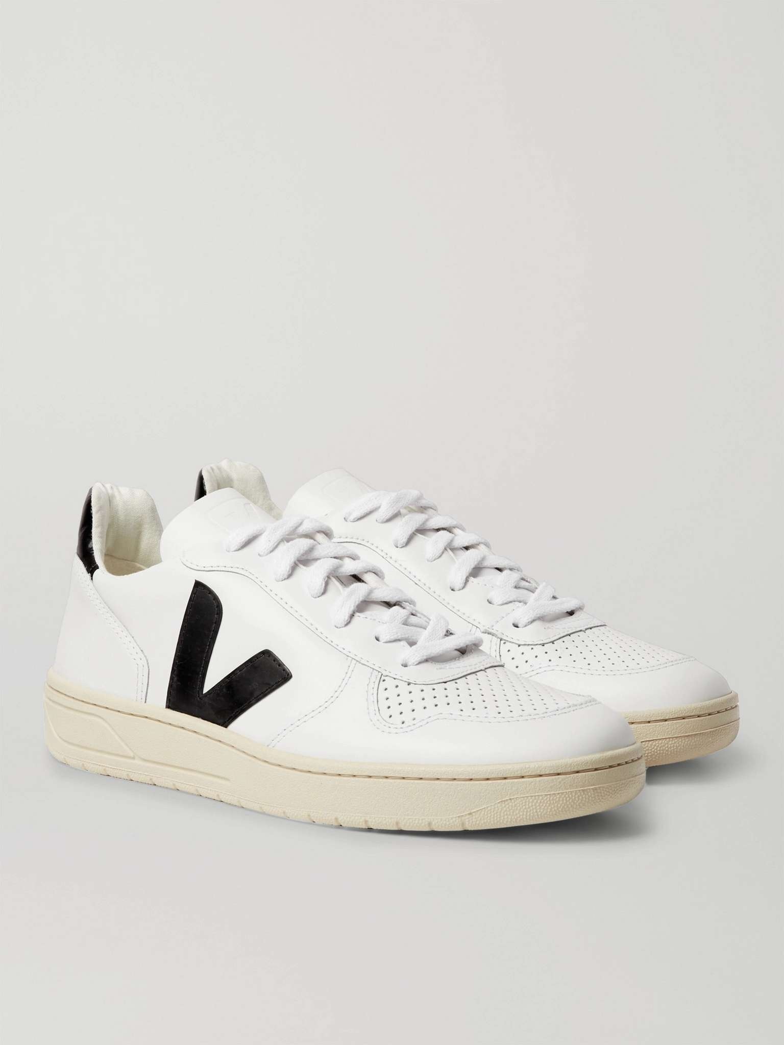 V-10 Rubber-trimmed Leather Sneakers - 4