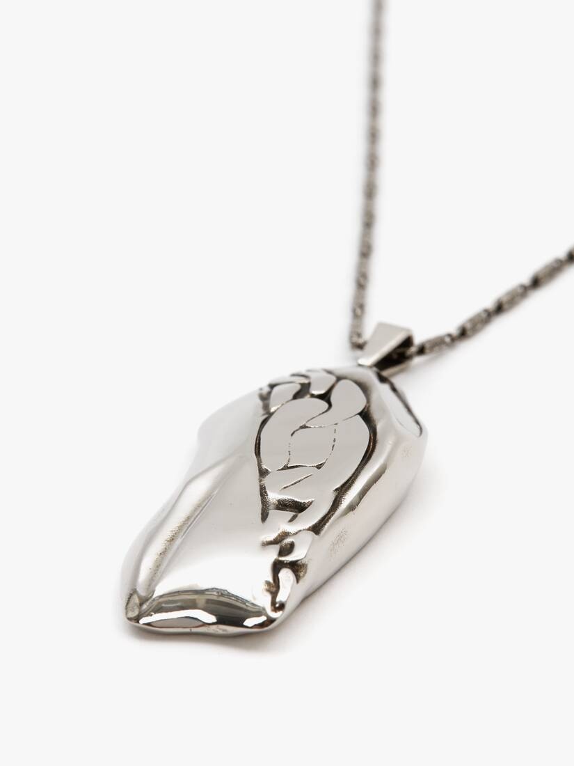 Crushed Chain Pendant Necklace in Antique Silver - 3