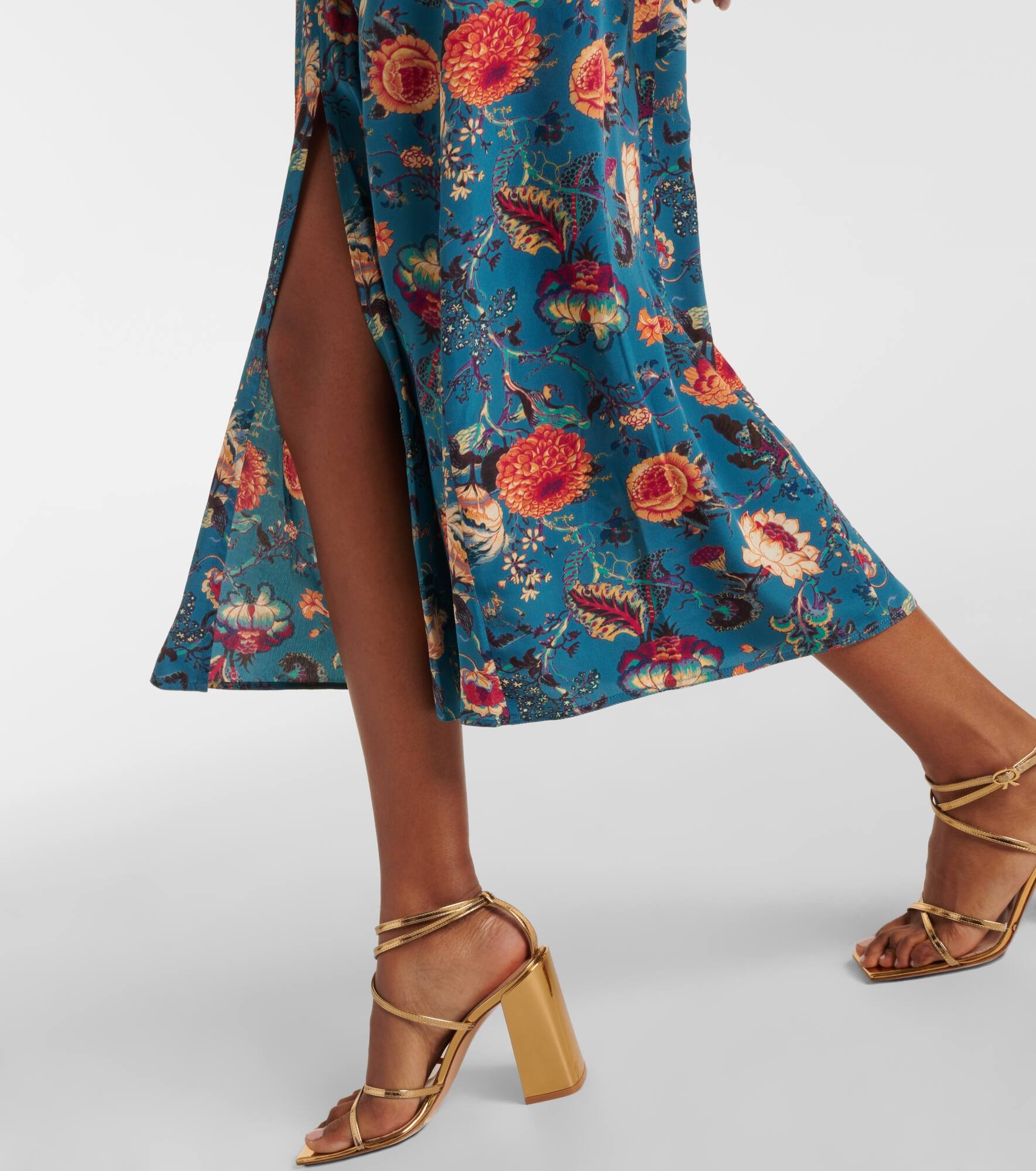 Lorna floral silk midi dress - 6