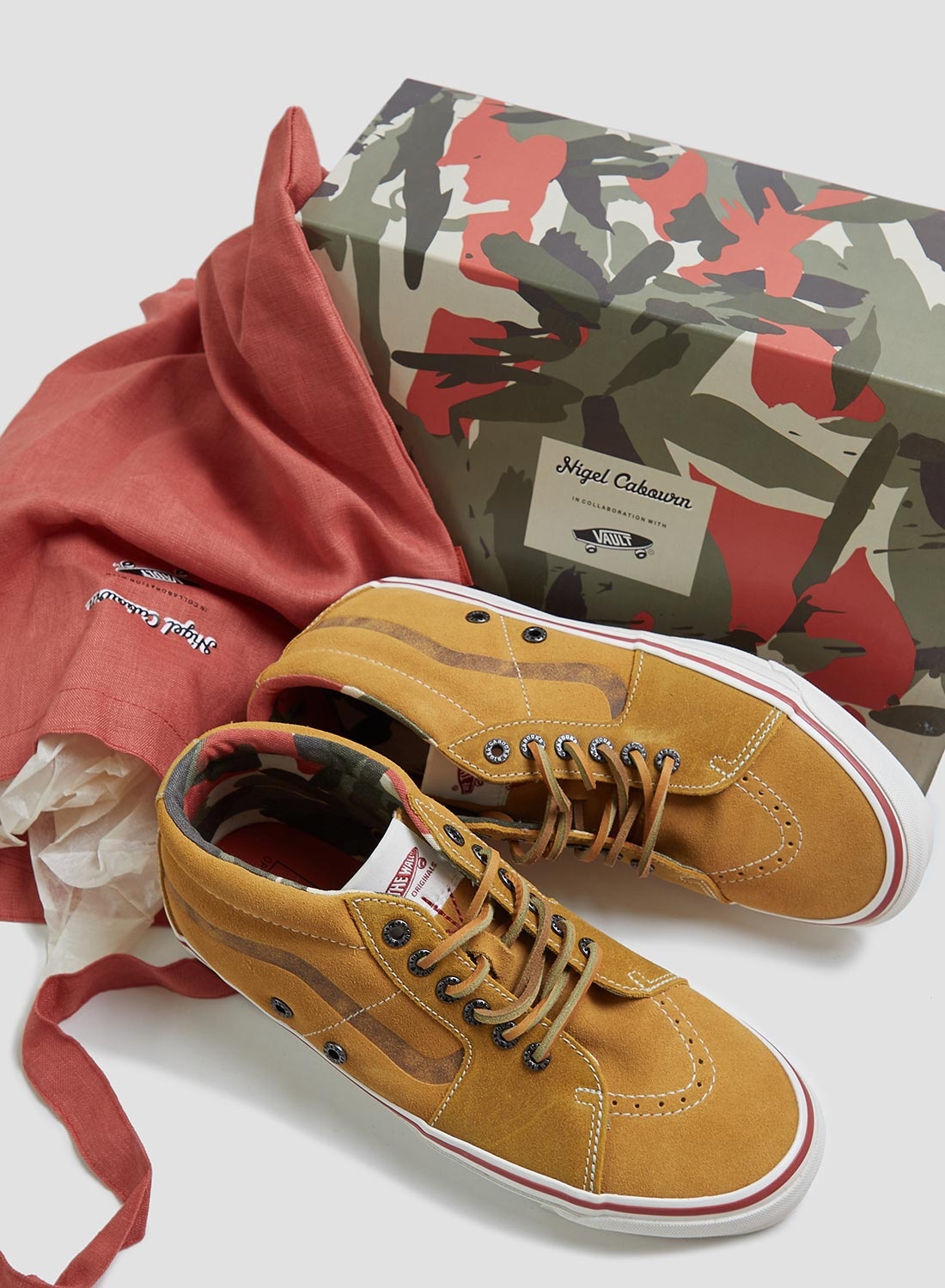 Vans Vault x Nigel Cabourn OG SK8-Mid LX in Vintage Suede Tan - 2