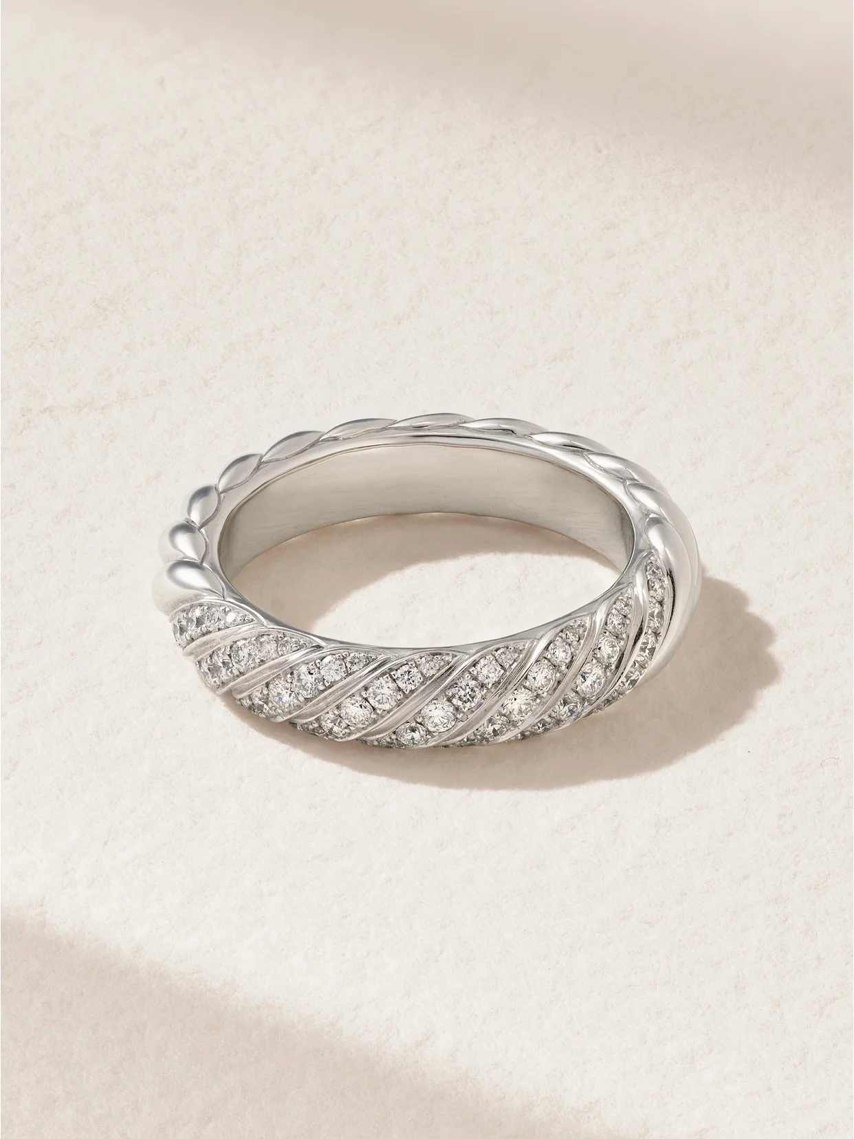 Sculpted Cable 18-karat White Gold Diamond Ring - 1