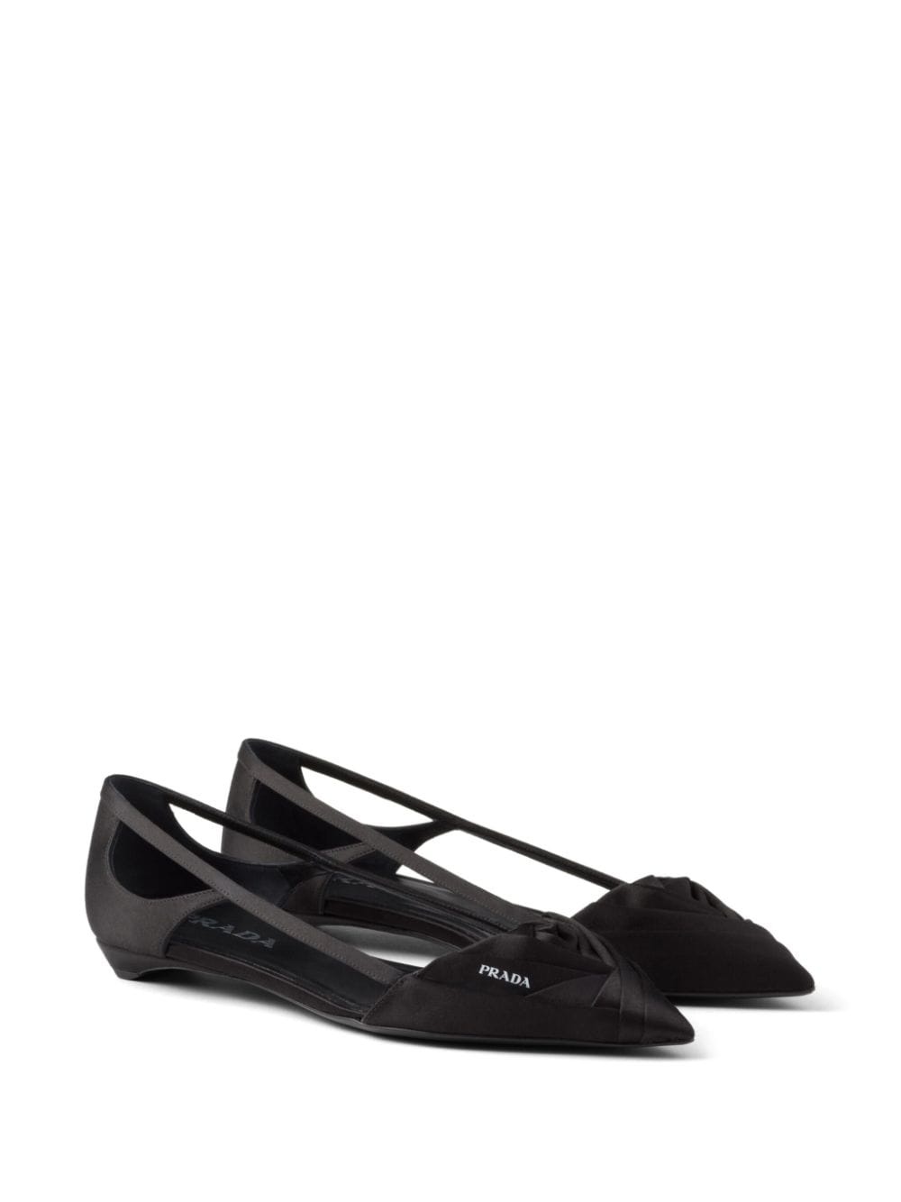 satin-finish cut-out ballerina shoes - 2