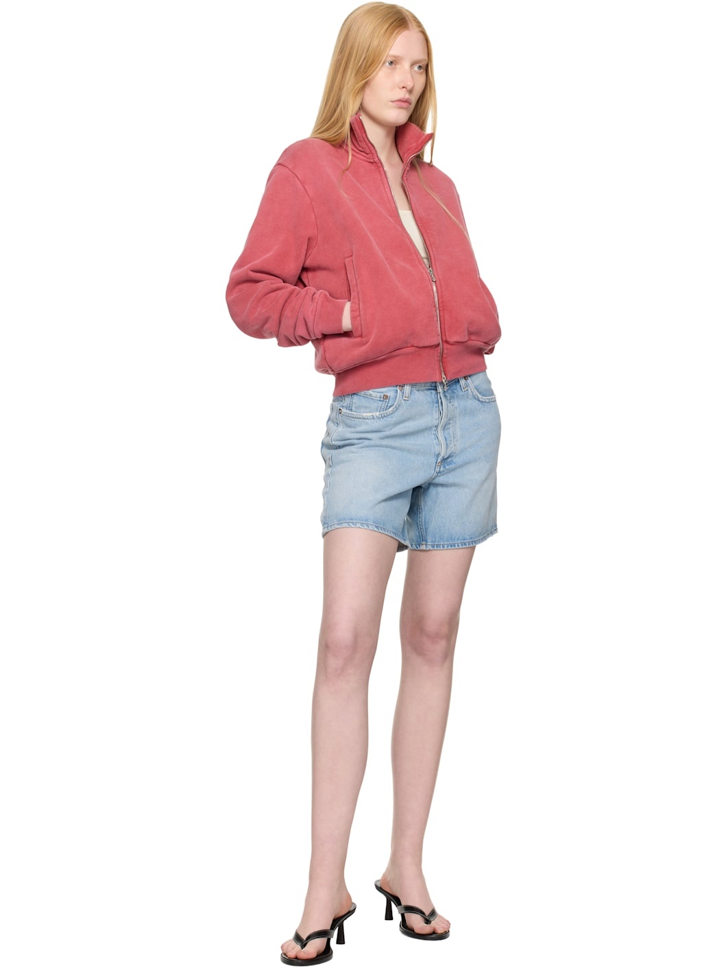 Blue V-Waist Denim Shorts - 4