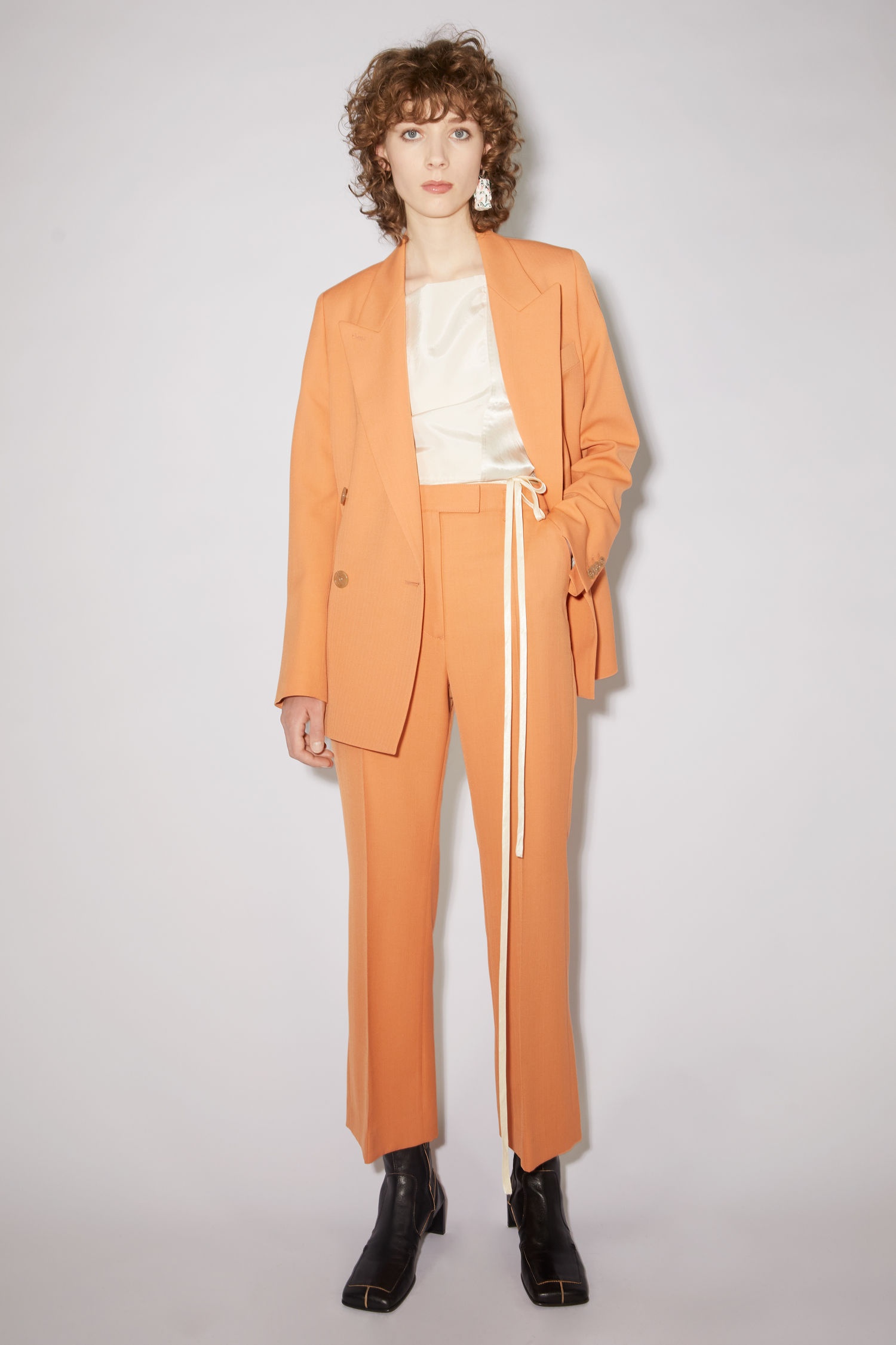 Flared wool-blend trousers - Salmon pink - 2