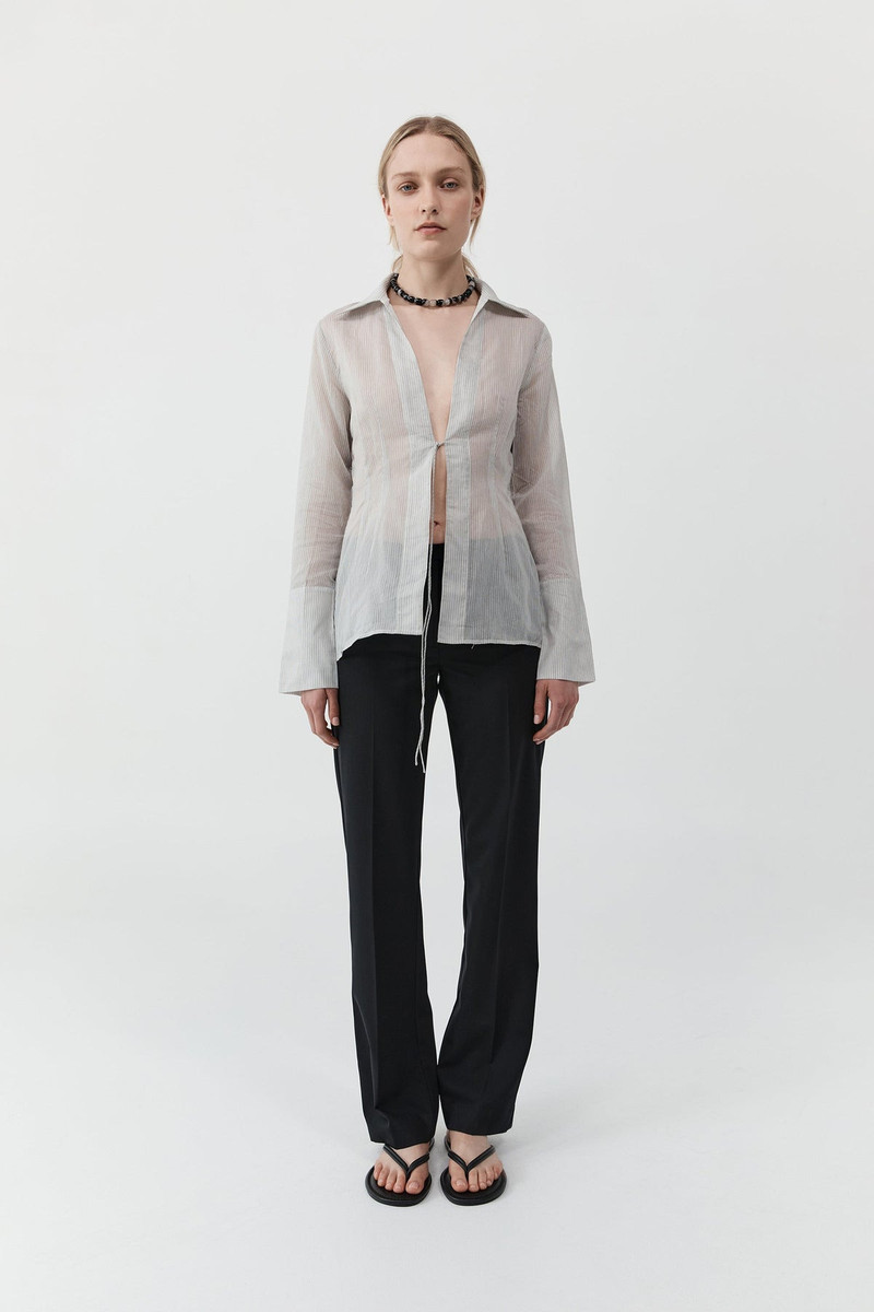 Sheer Stripe Tie Shirt - Sheer Stripe 1