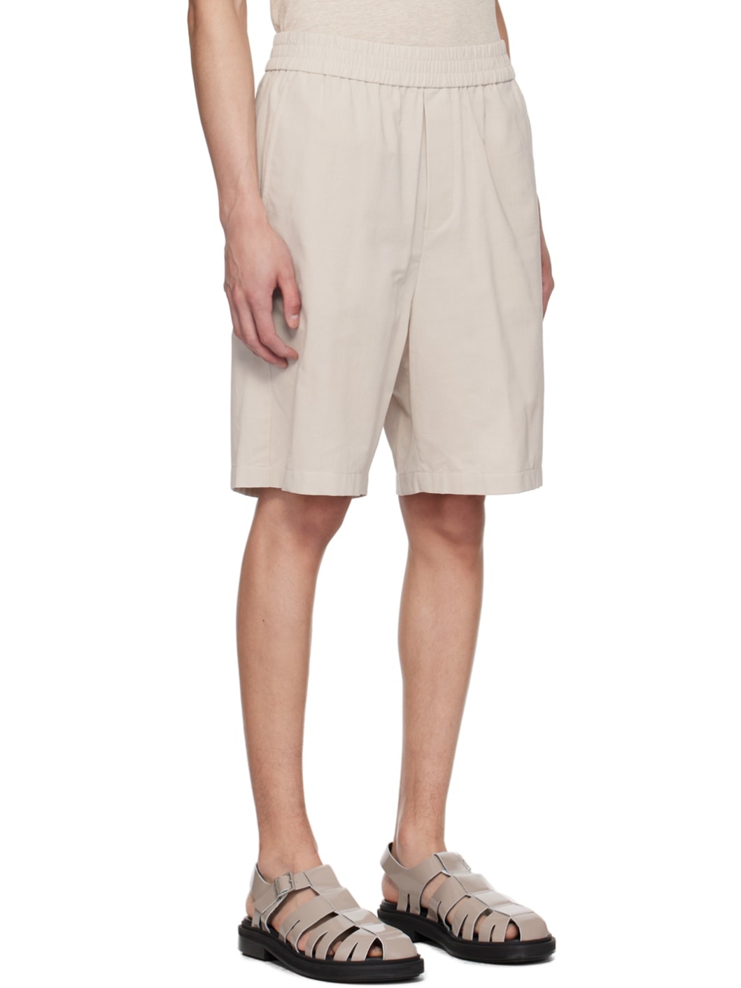 Black Elasticized Waist Shorts - 2
