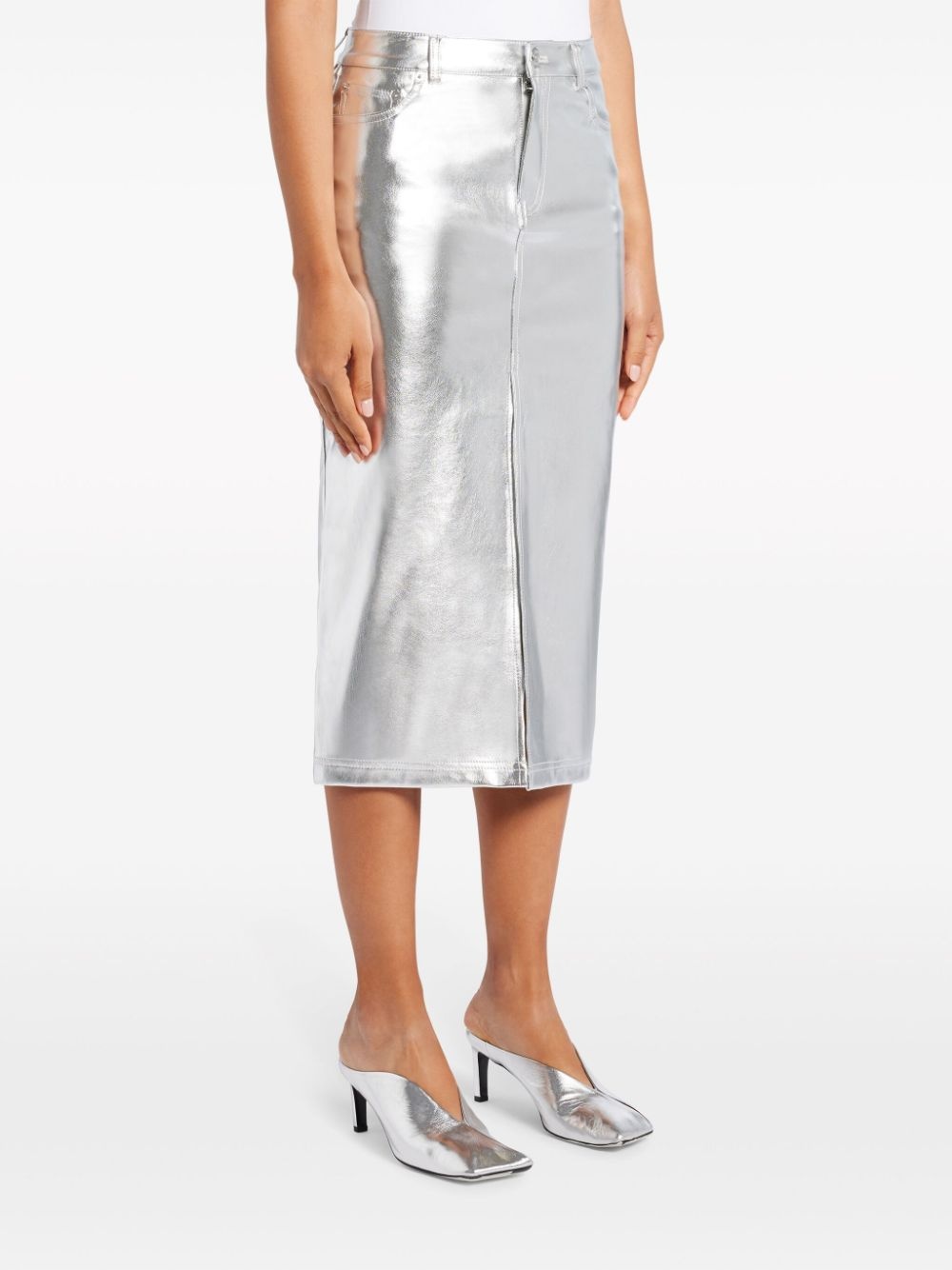 Oaklyn metallic-effect midi skirt - 3
