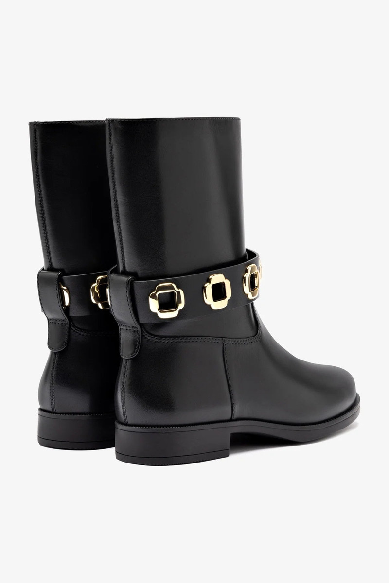 Milan Flat Bootie In Black Water Resistant Leather 7