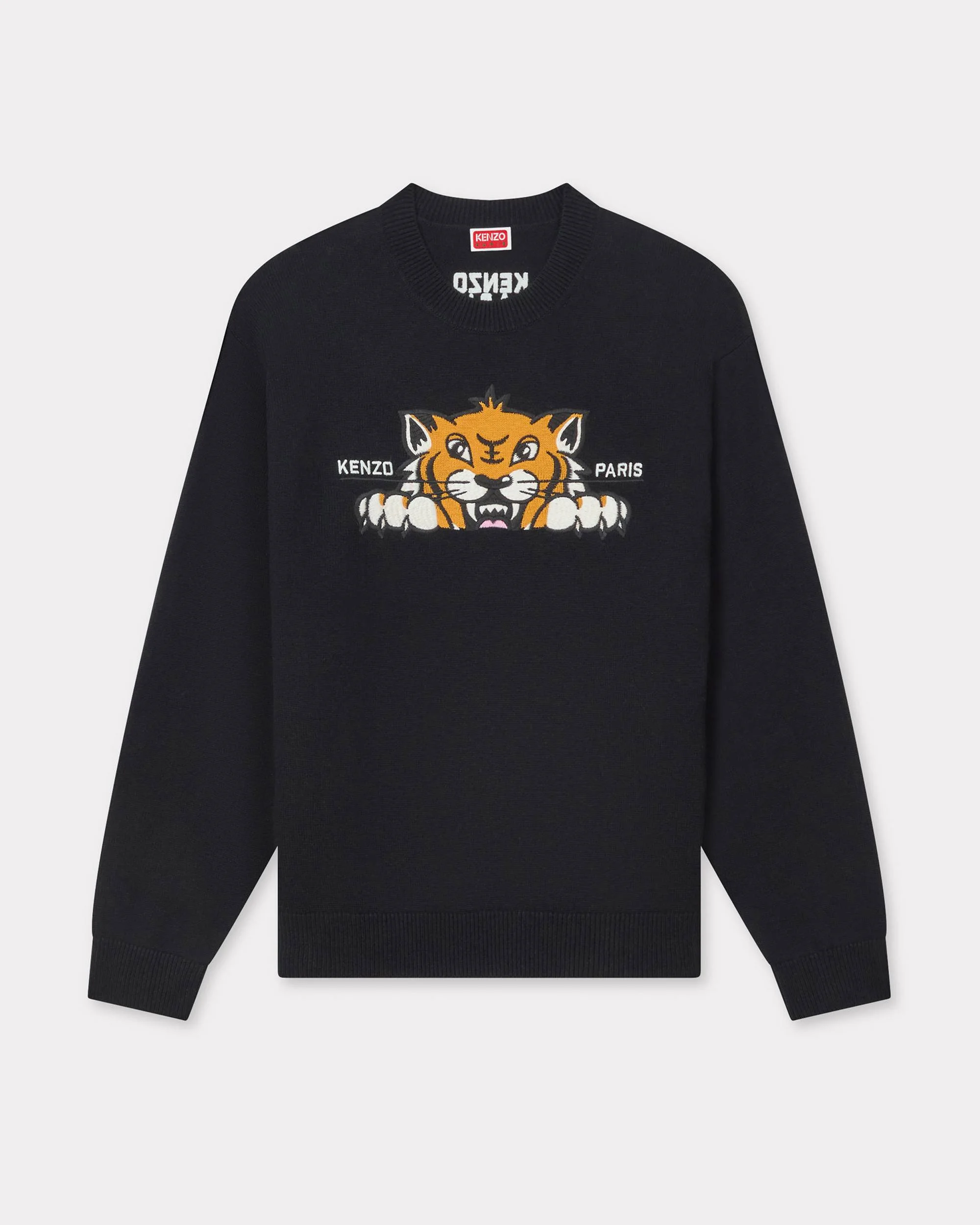 'KENZO Happy Tiger' embroidered jumper in cotton and Merino wool - 1
