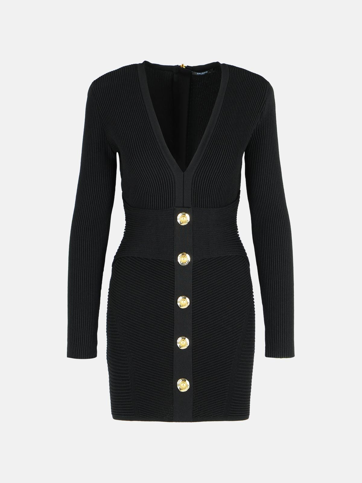 SHORT DRESS IN BLACK VISCOSE BLEND - 1