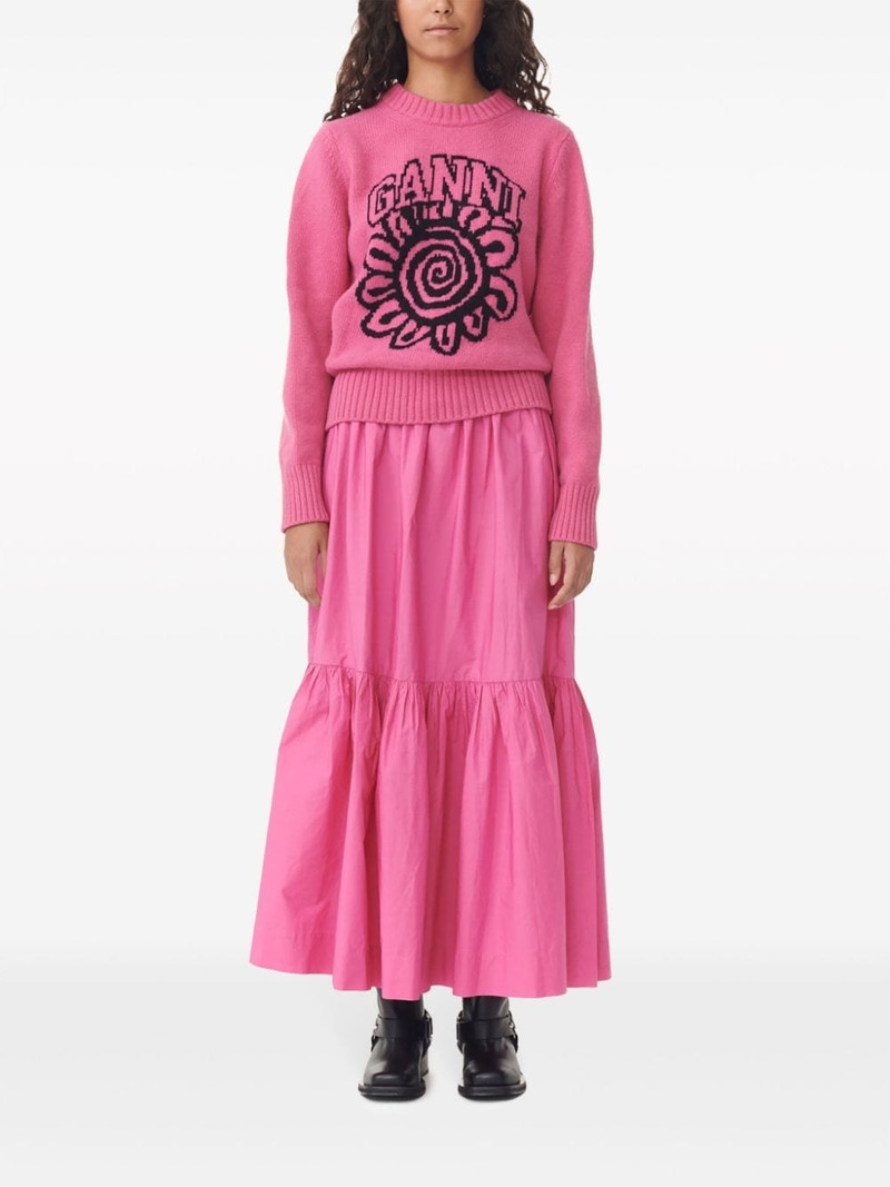 GANNI ruffled organic-cotton midi skirt outlook