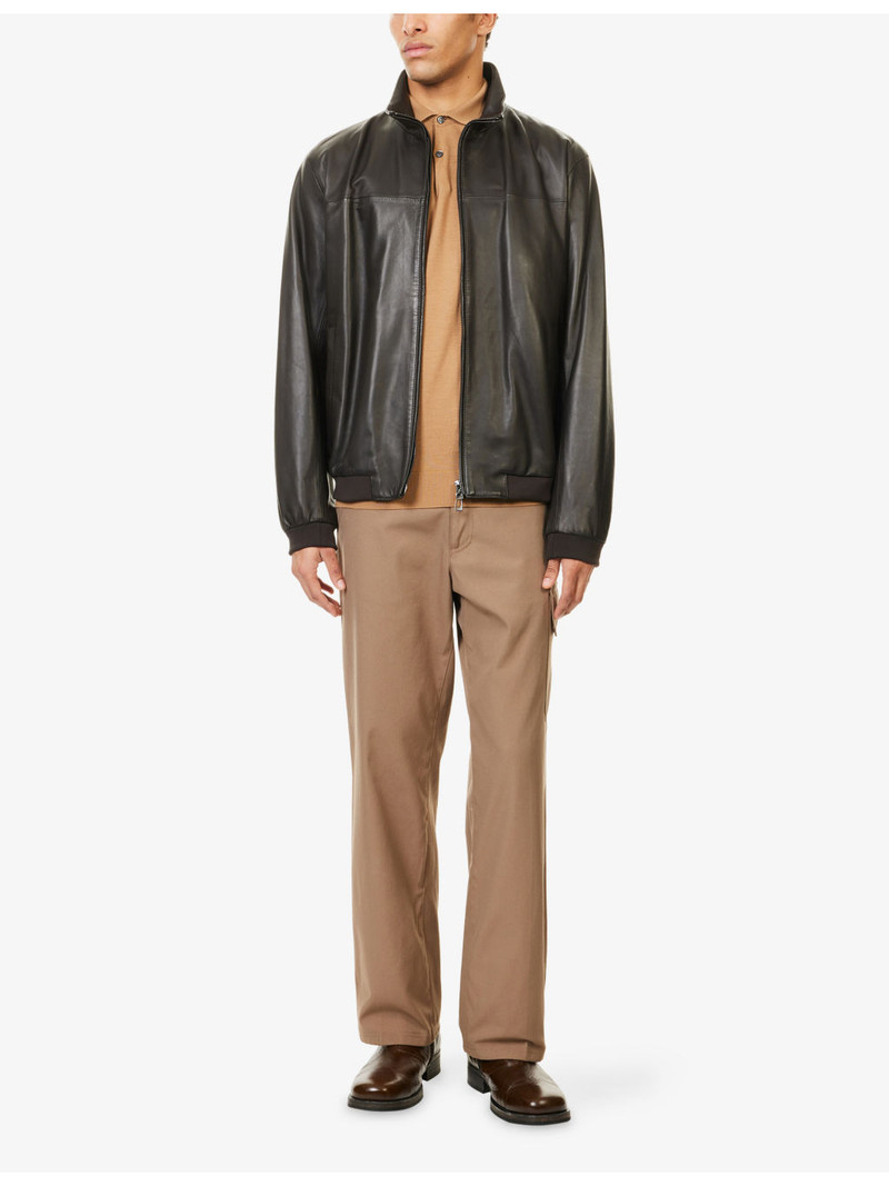 EMPORIO ARMANI Core Stand-Collar Leather Jacket outlook