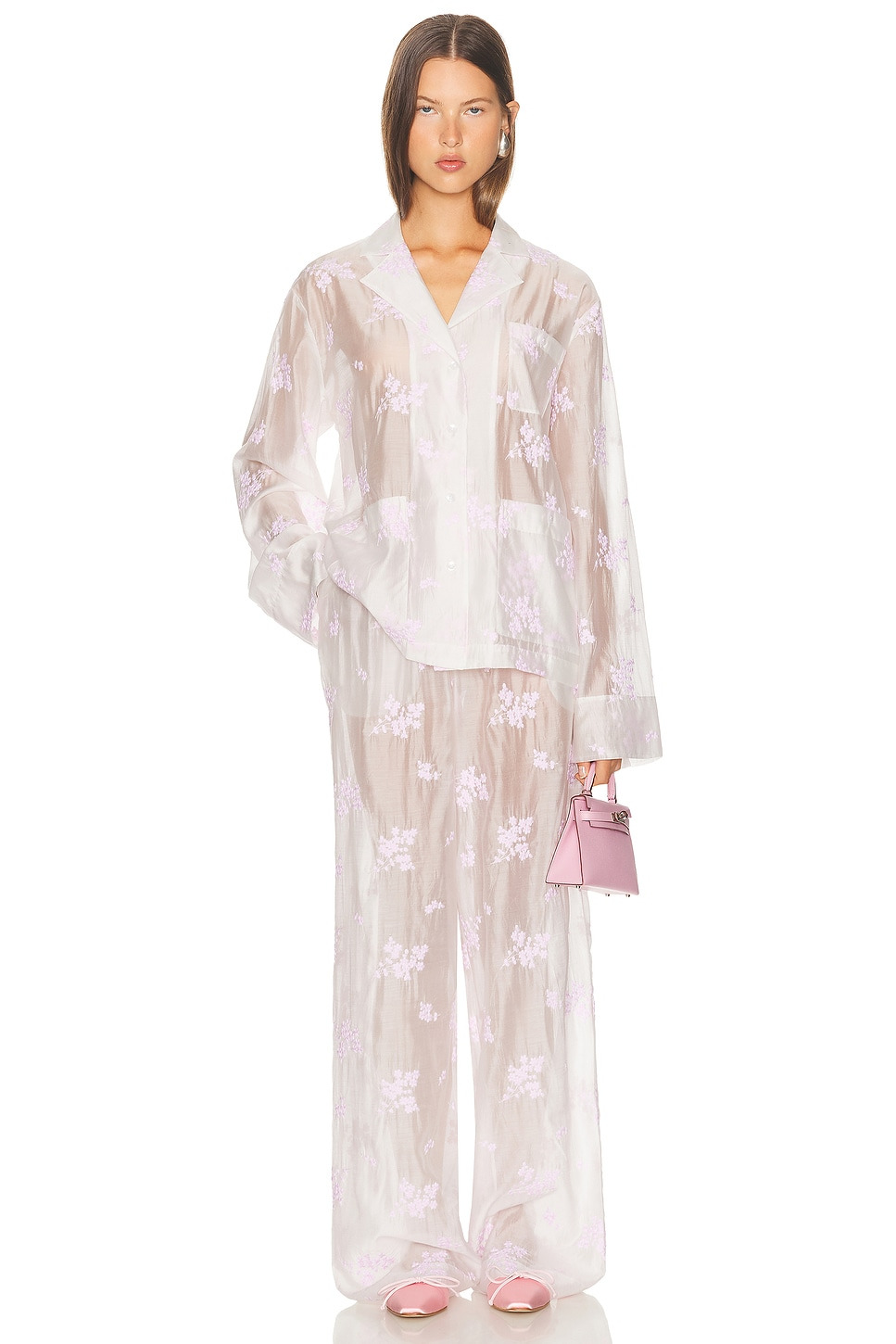 Pajama Top in Cherry Blossom Embroidery - 4
