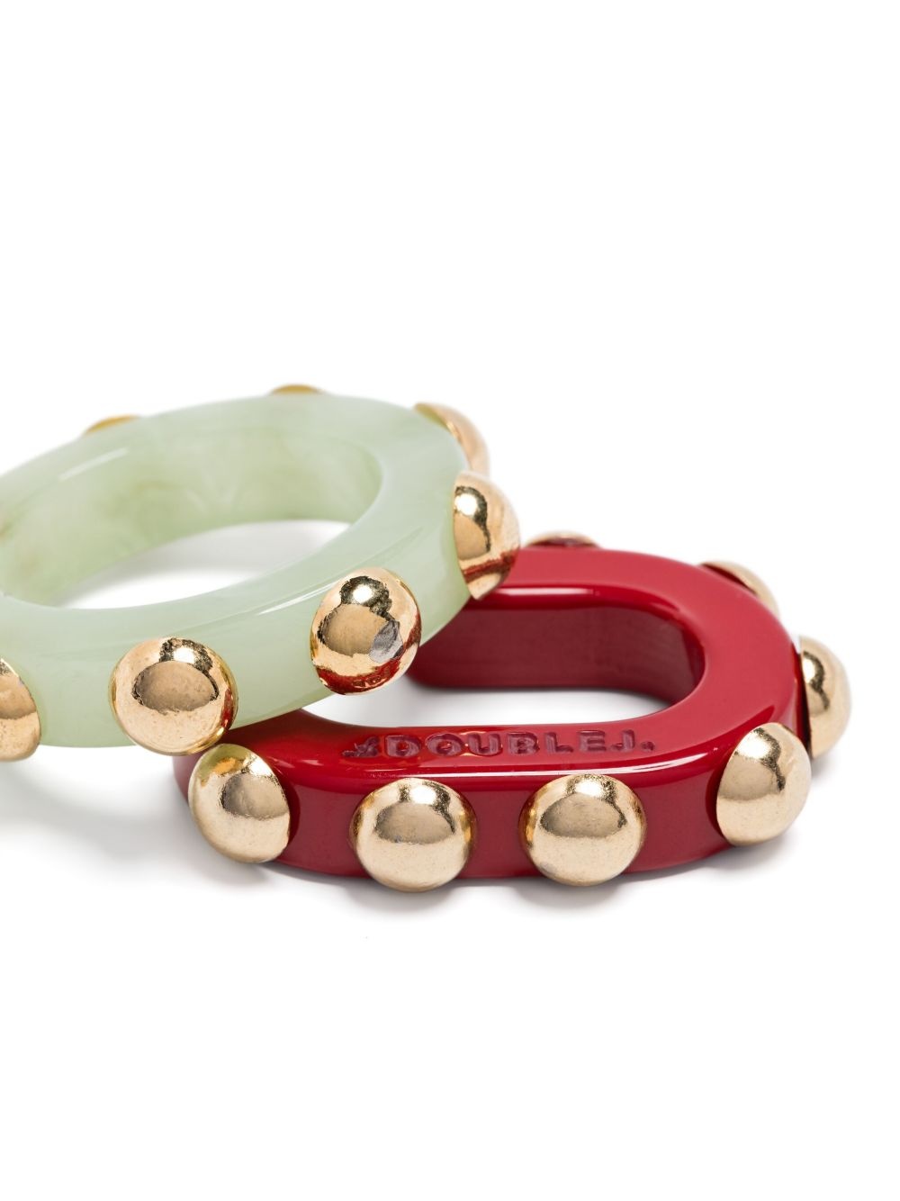 stud-embellished double hoops - 6