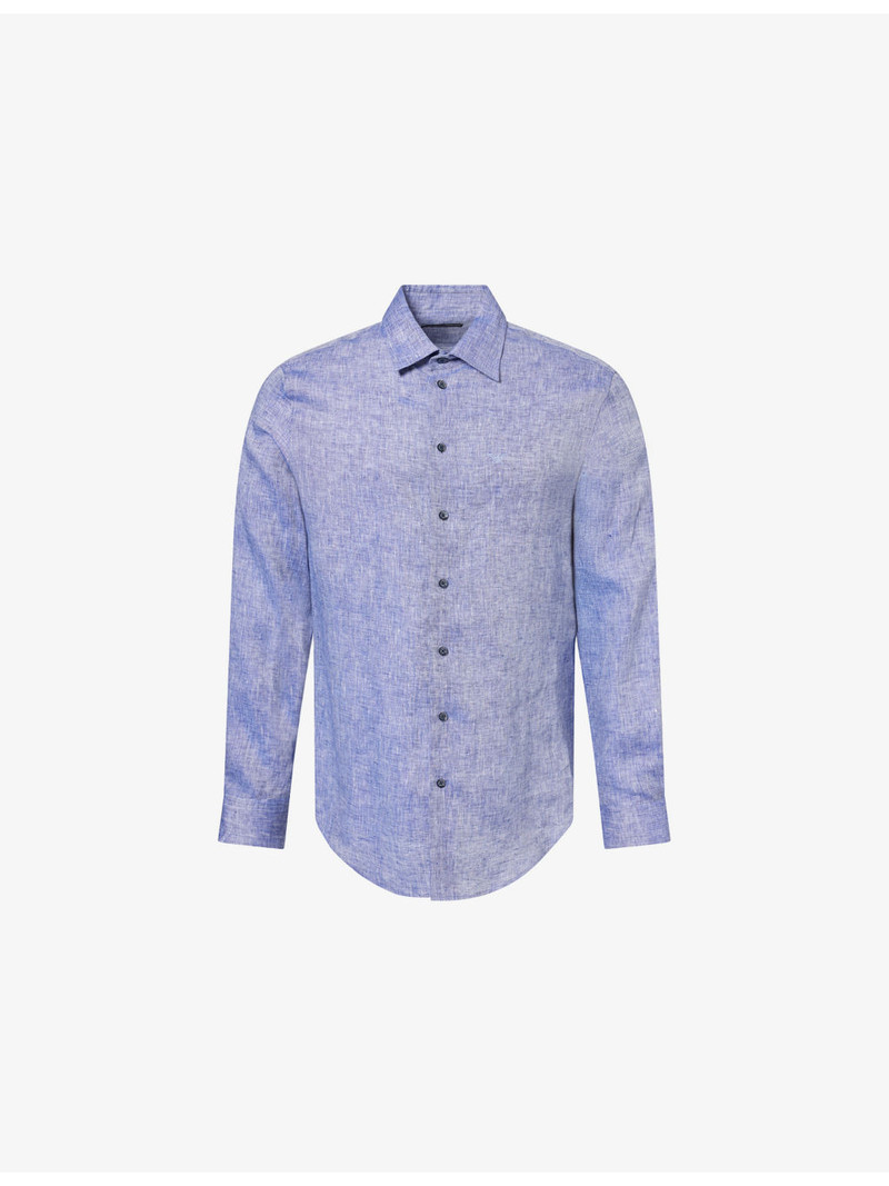 Long-Sleeve Classic-Collar Linen Shirt 1