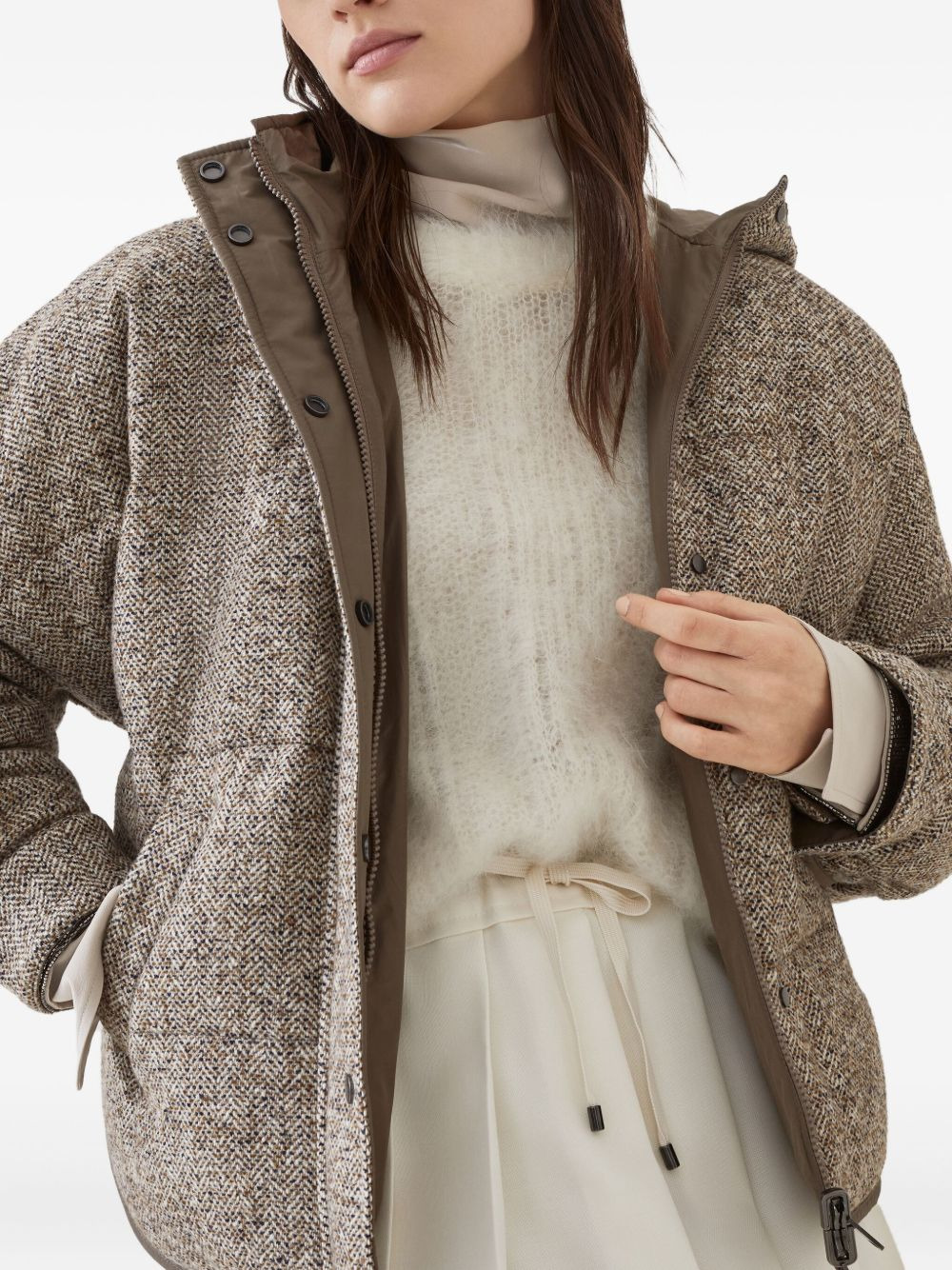 chevron flecked down jacket - 5
