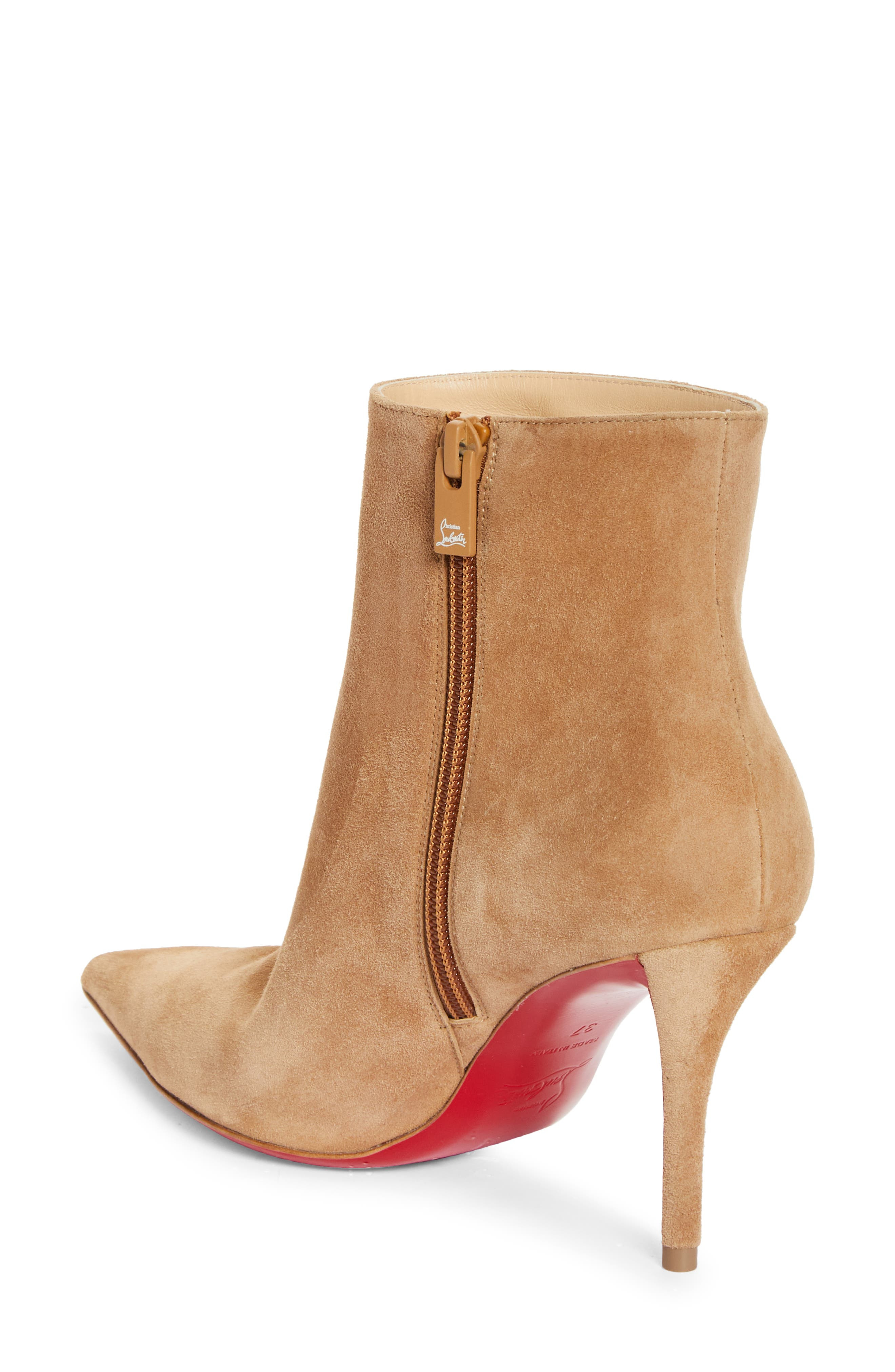Christian Louboutin Apostropha Pointed Toe Suede Bootie in Lionne at Nordstrom - 2