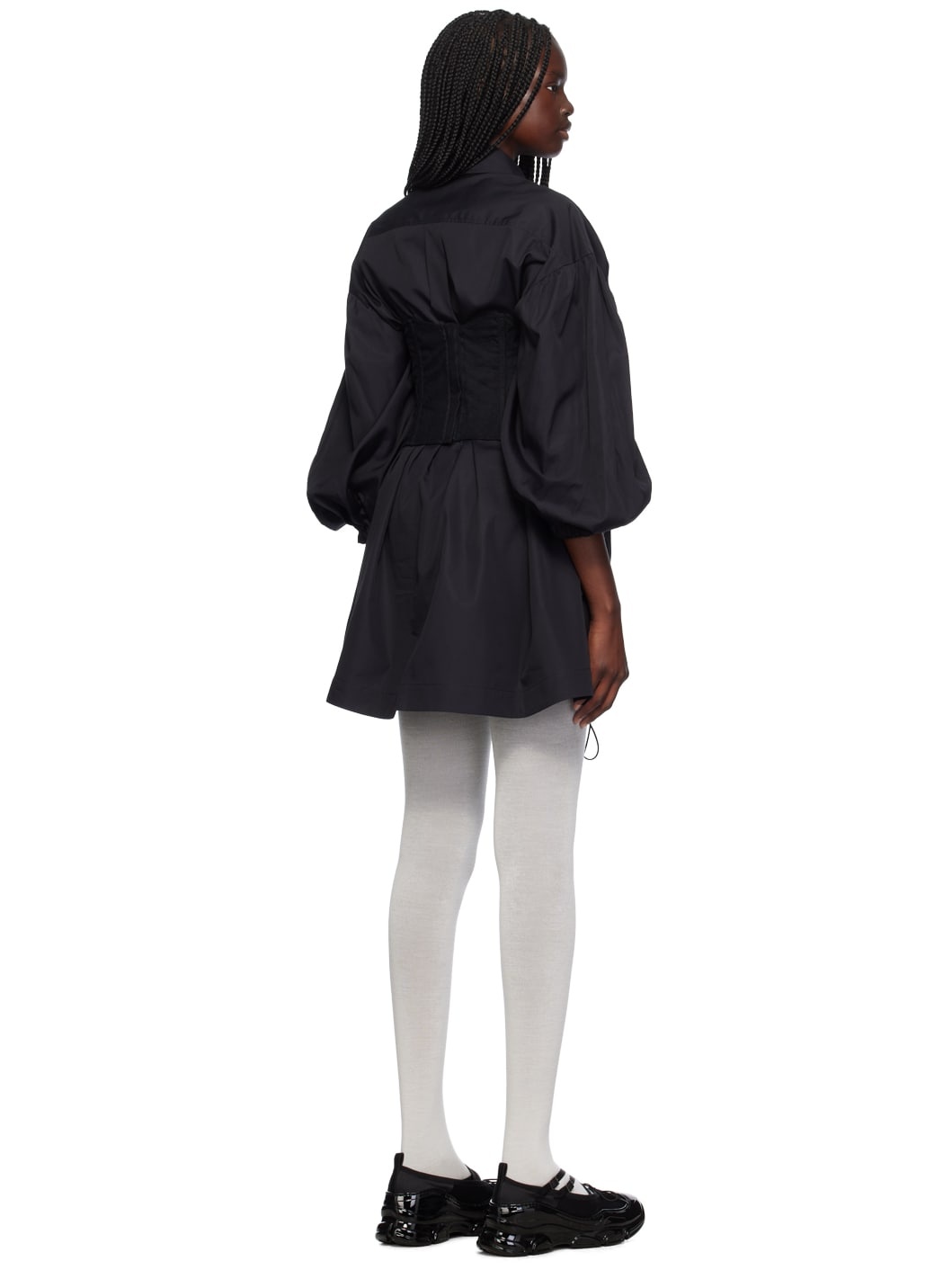 Black Trapeze Midi Dress - 3