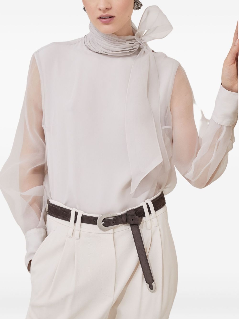 pussybow silk blouse - 3