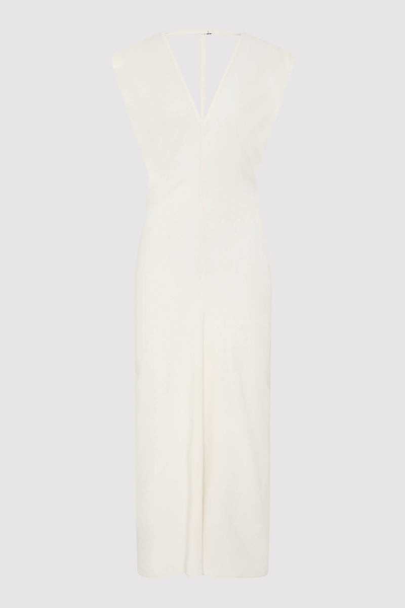 Plunge Drape Dress - Off White - 1