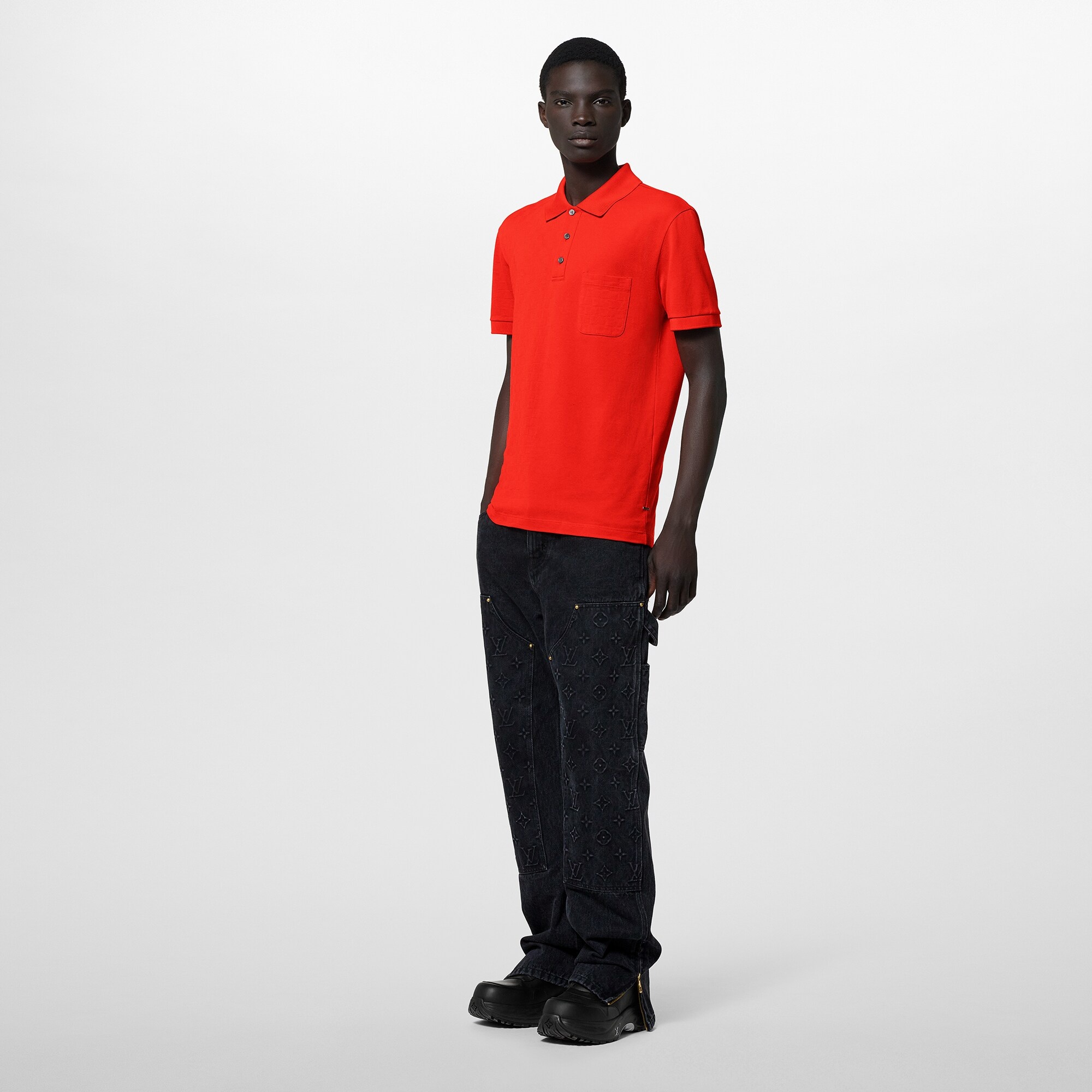 Cotton Half Damier Pocket Polo - 2