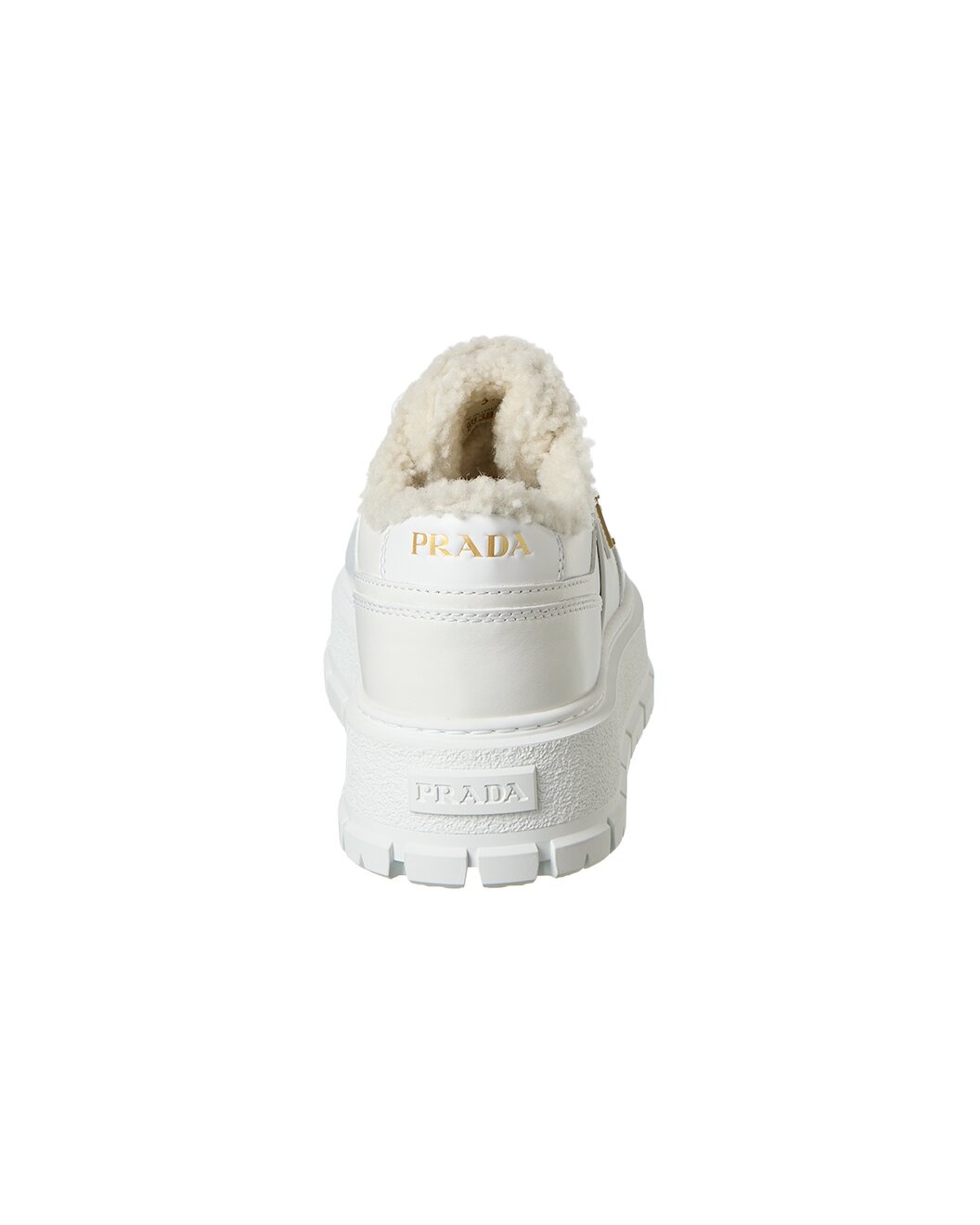 Prada Logo Leather & Shearling Platform Sneaker - 3