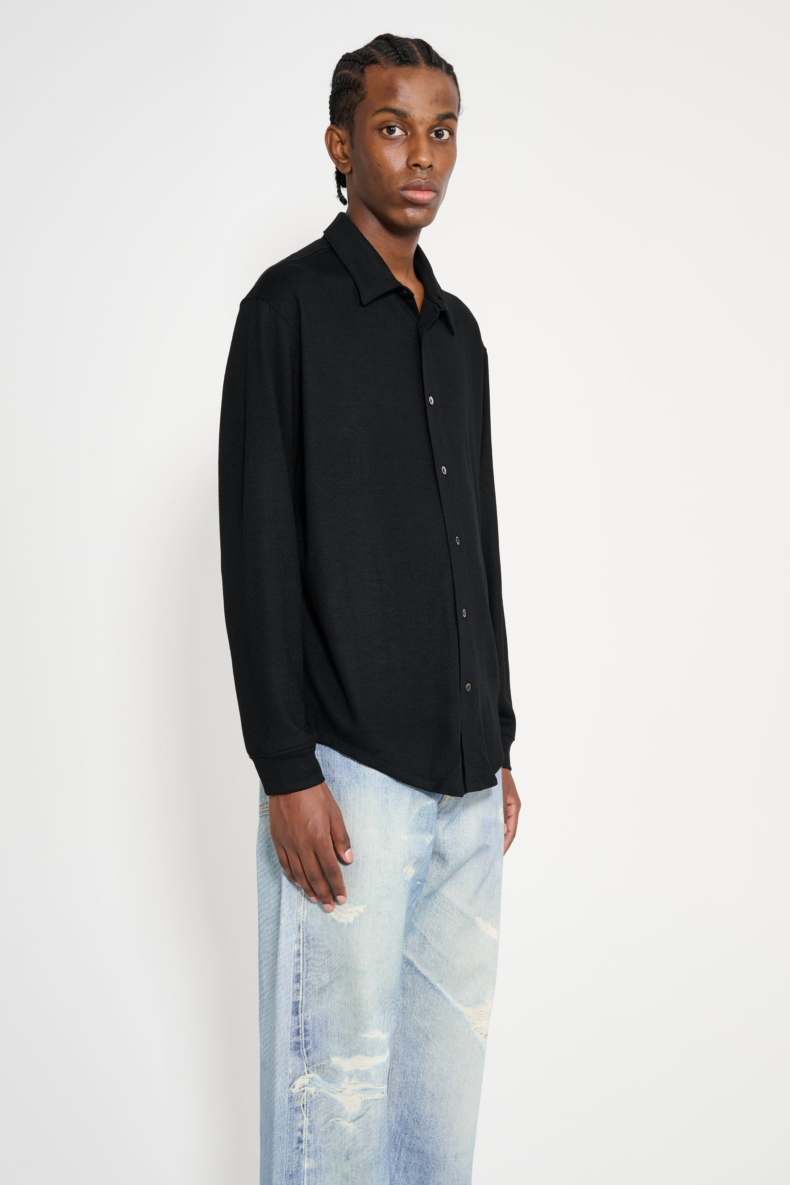 LADY WHITE CO. WOOL BUTTON UP BLACK - 3