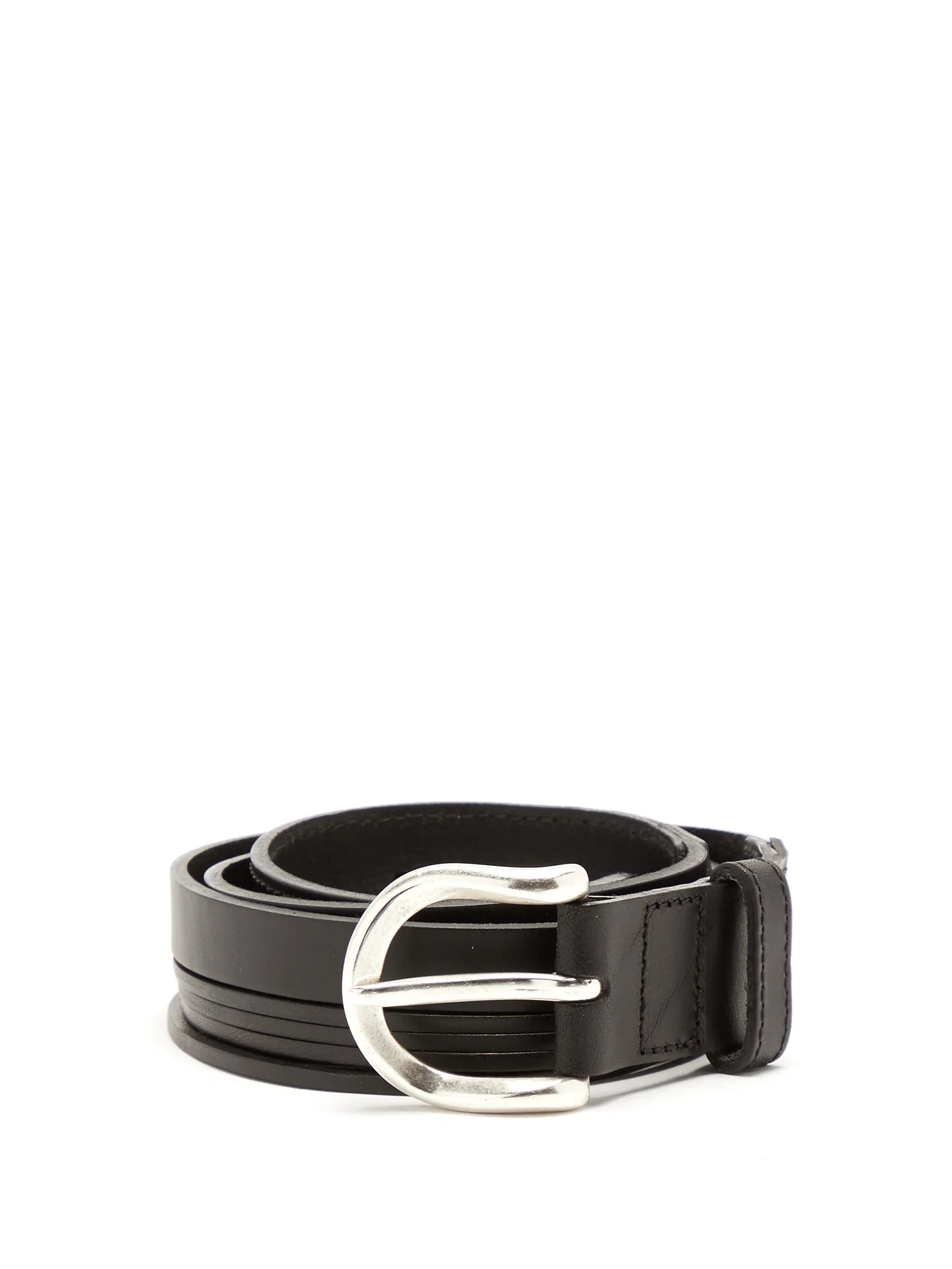 Fringed-strap leather belt - 1