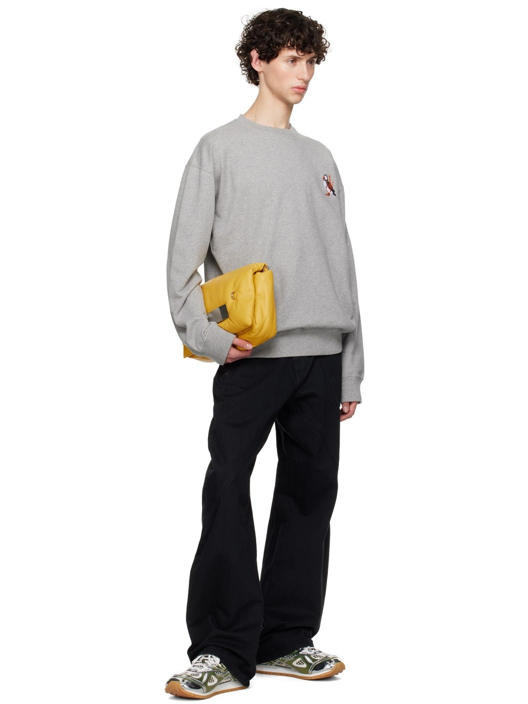 JW Anderson Gray Puffin Embroidered Sweatshirt | ssense