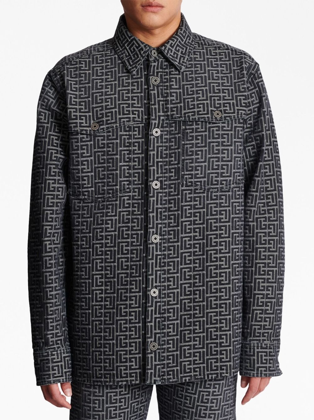 monogram-jacquard denim shirt - 5