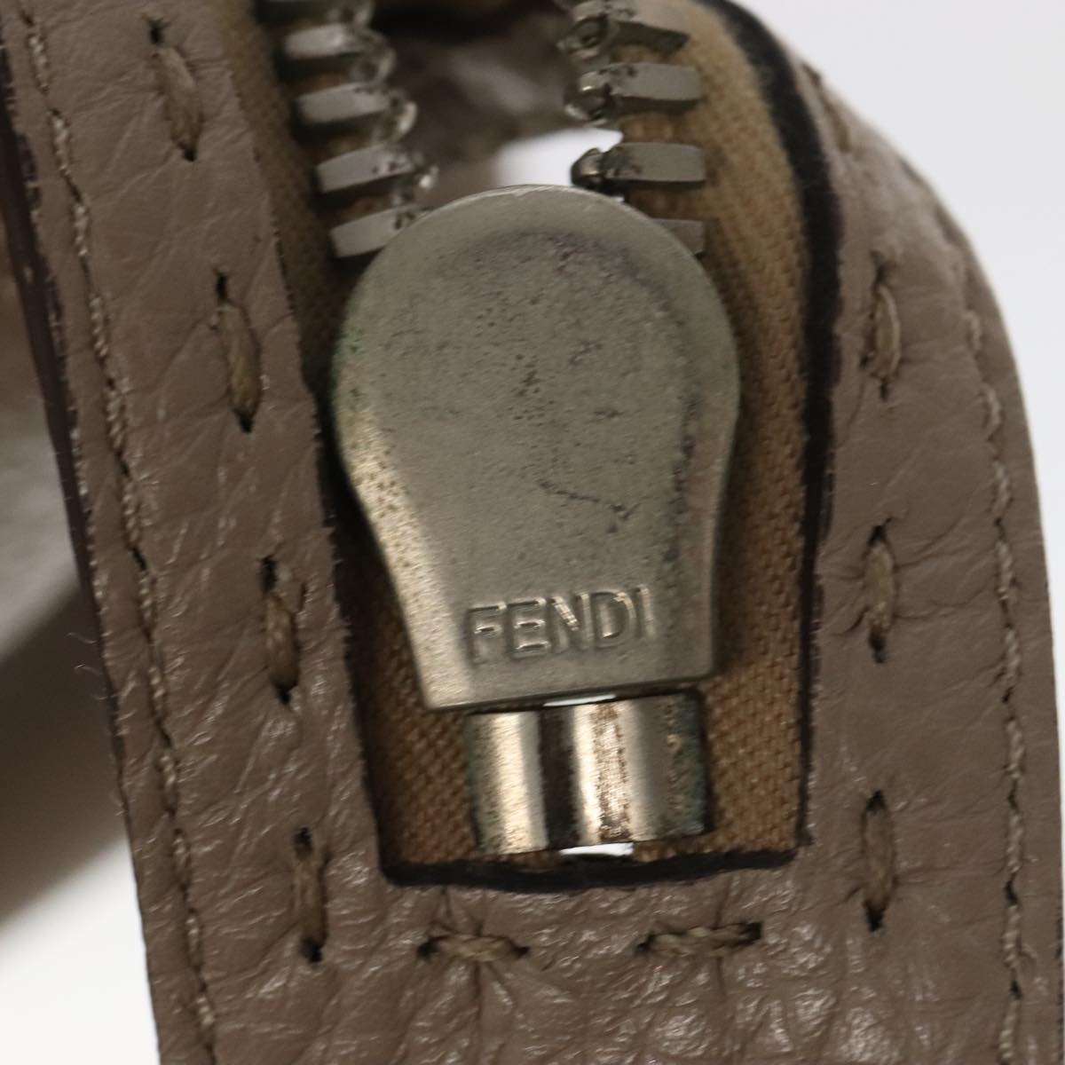 FENDI Hand Bag Leather Gray Silver - 9