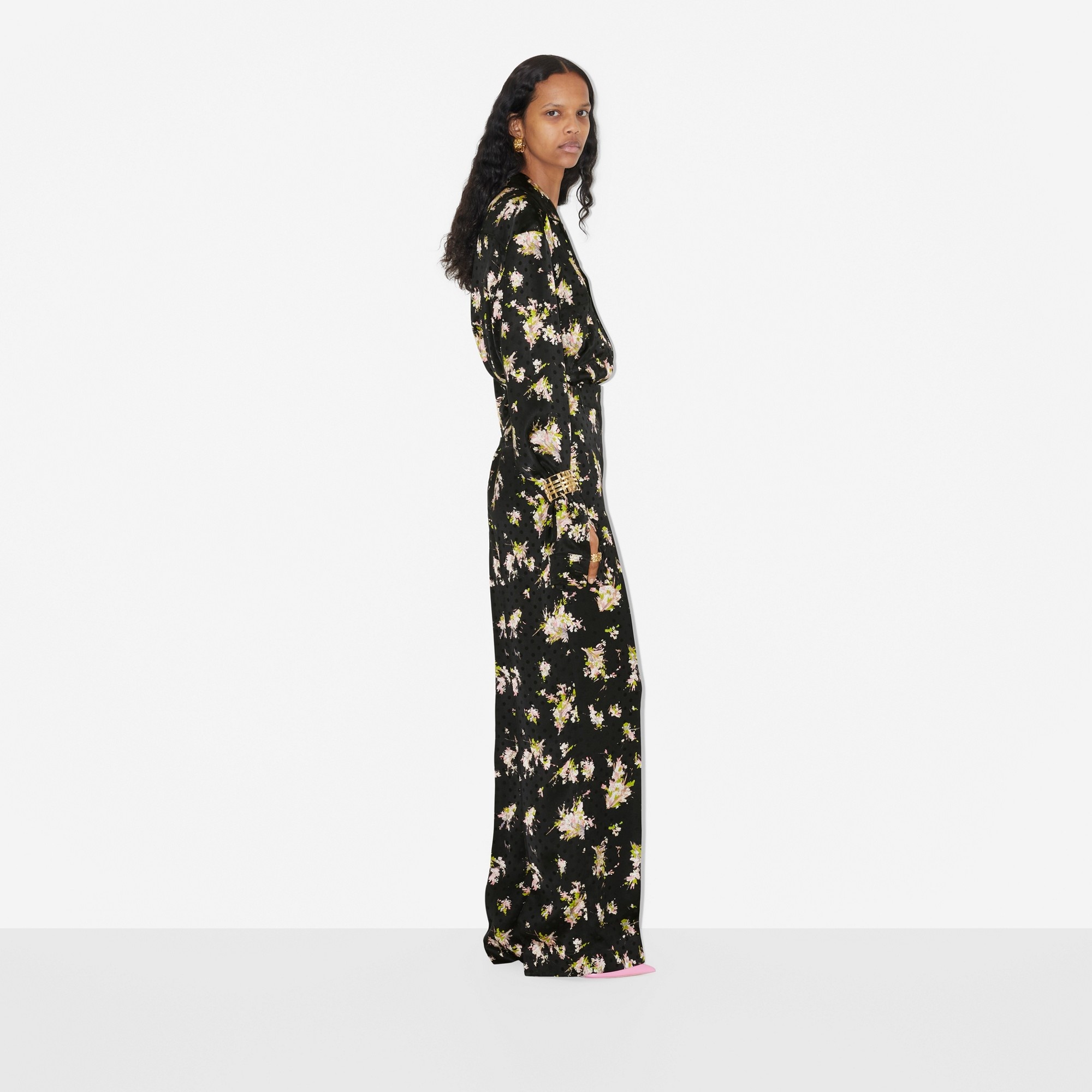 Floral Print Viscose Wide-leg Trousers - 3