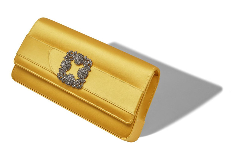 Manolo Blahnik Yellow Satin Jewel Buckle Clutch outlook