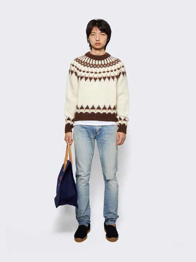 SAINT LAURENT Knit Sweater Beige And Maroon outlook