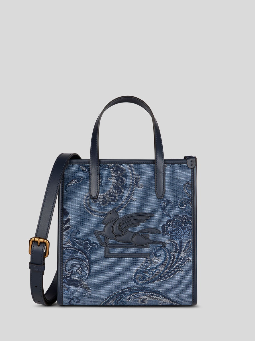 SMALL DENIM JACQUARD LOVE TROTTER BAG - 1