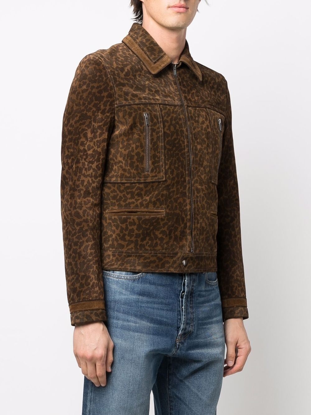 leopard-print suede jacket - 3