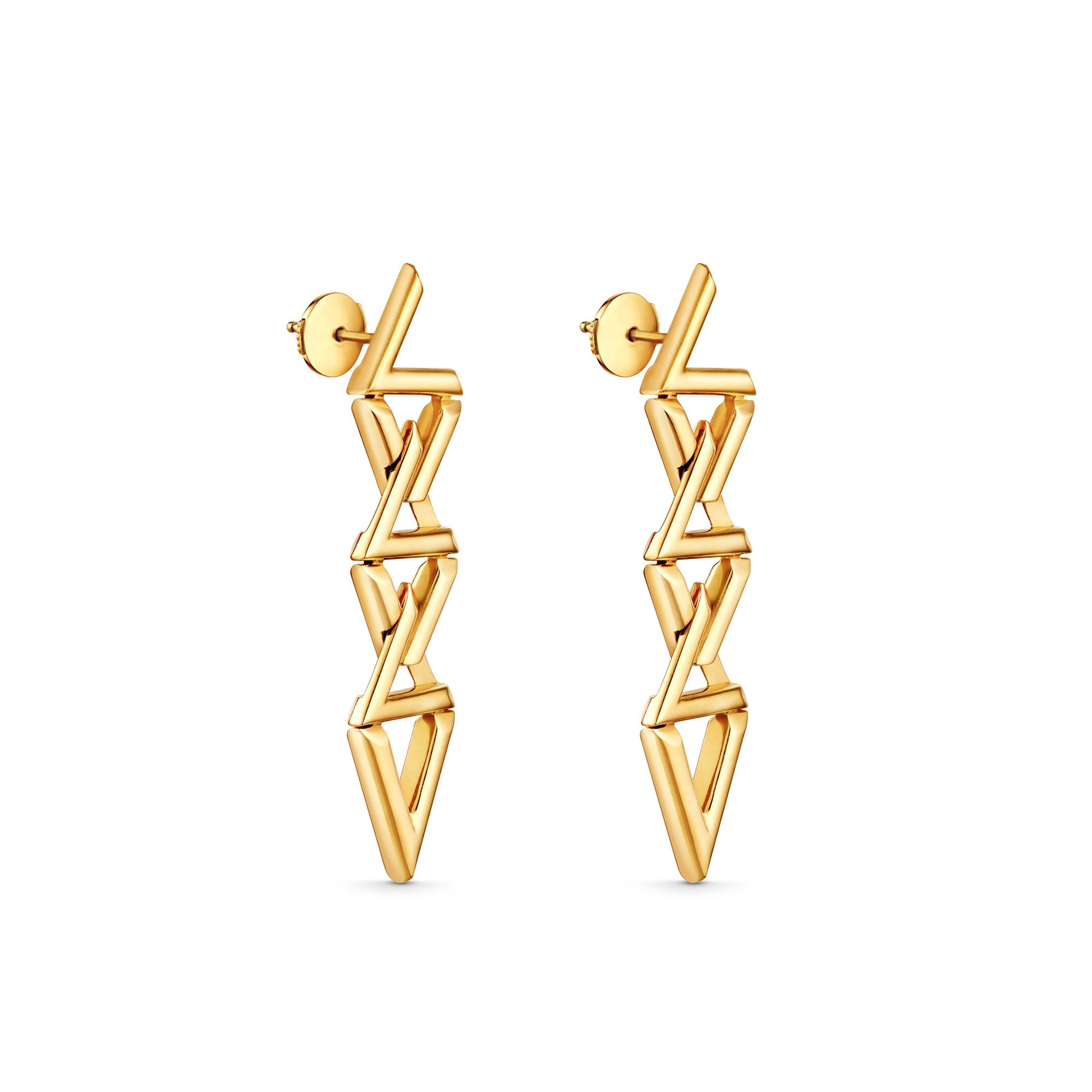 LV Volt Curb Chain Earrings, Yellow Gold - 3