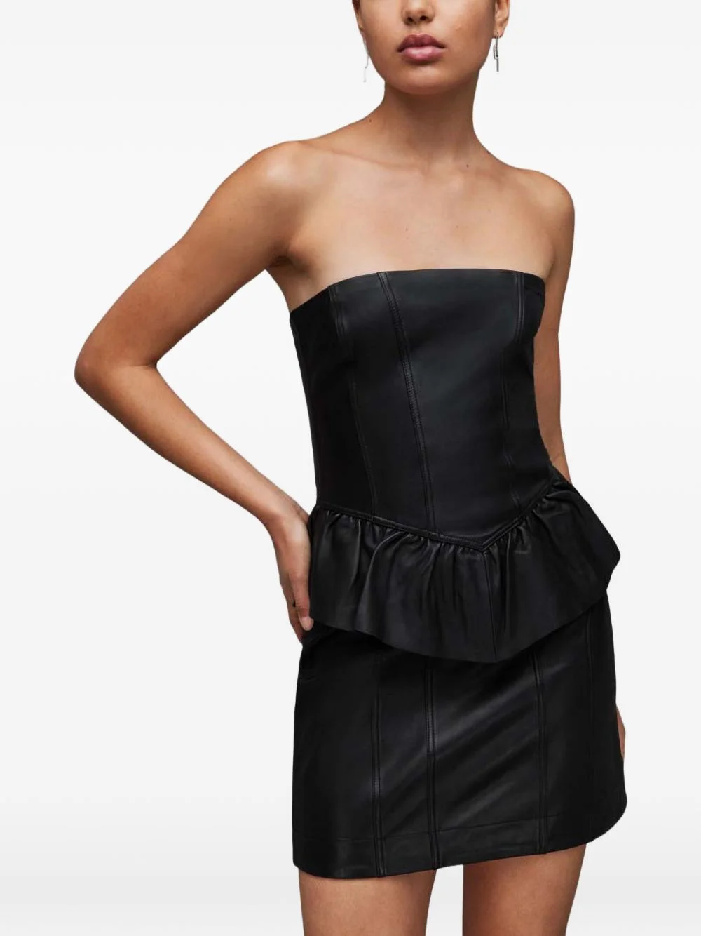 Cassie ruffled-trim strapless mini dress - 1