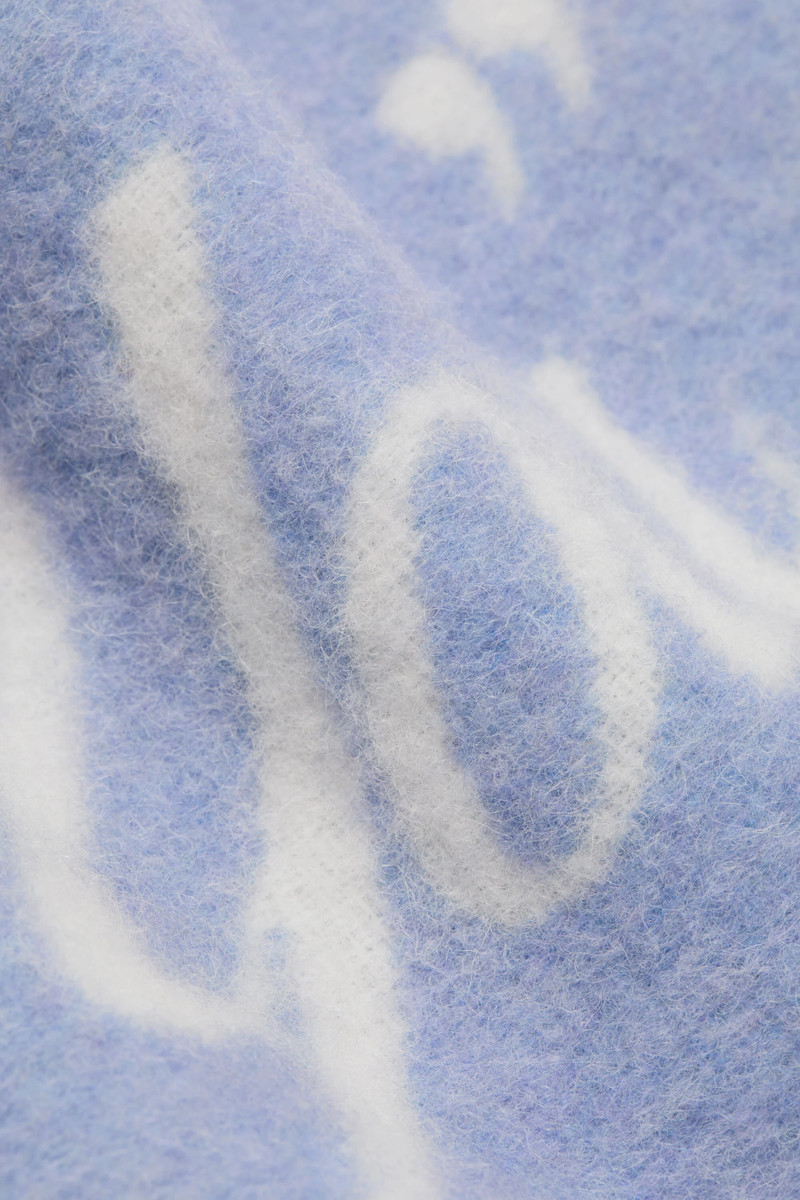 Wool scarf - Dusty blue/white 4
