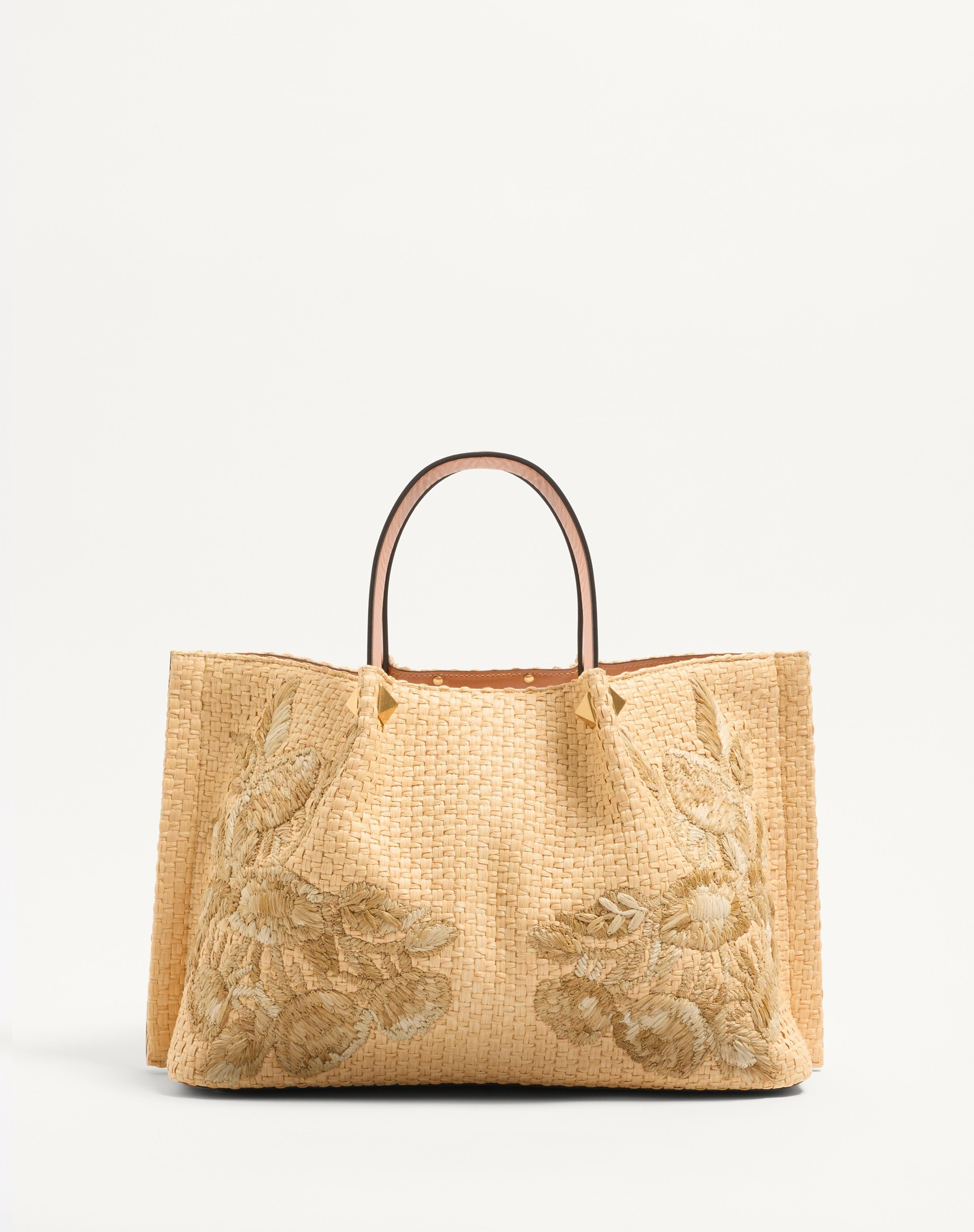 MEDIUM SHOPPING BAG IN SYNTHETIC RAFFIA WITH FLORAL EMBROIDERY - 5