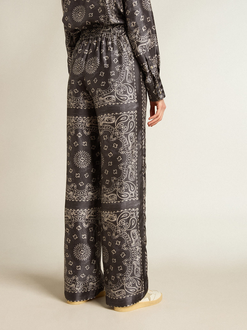 Anthracite-gray joggers with paisley print 4