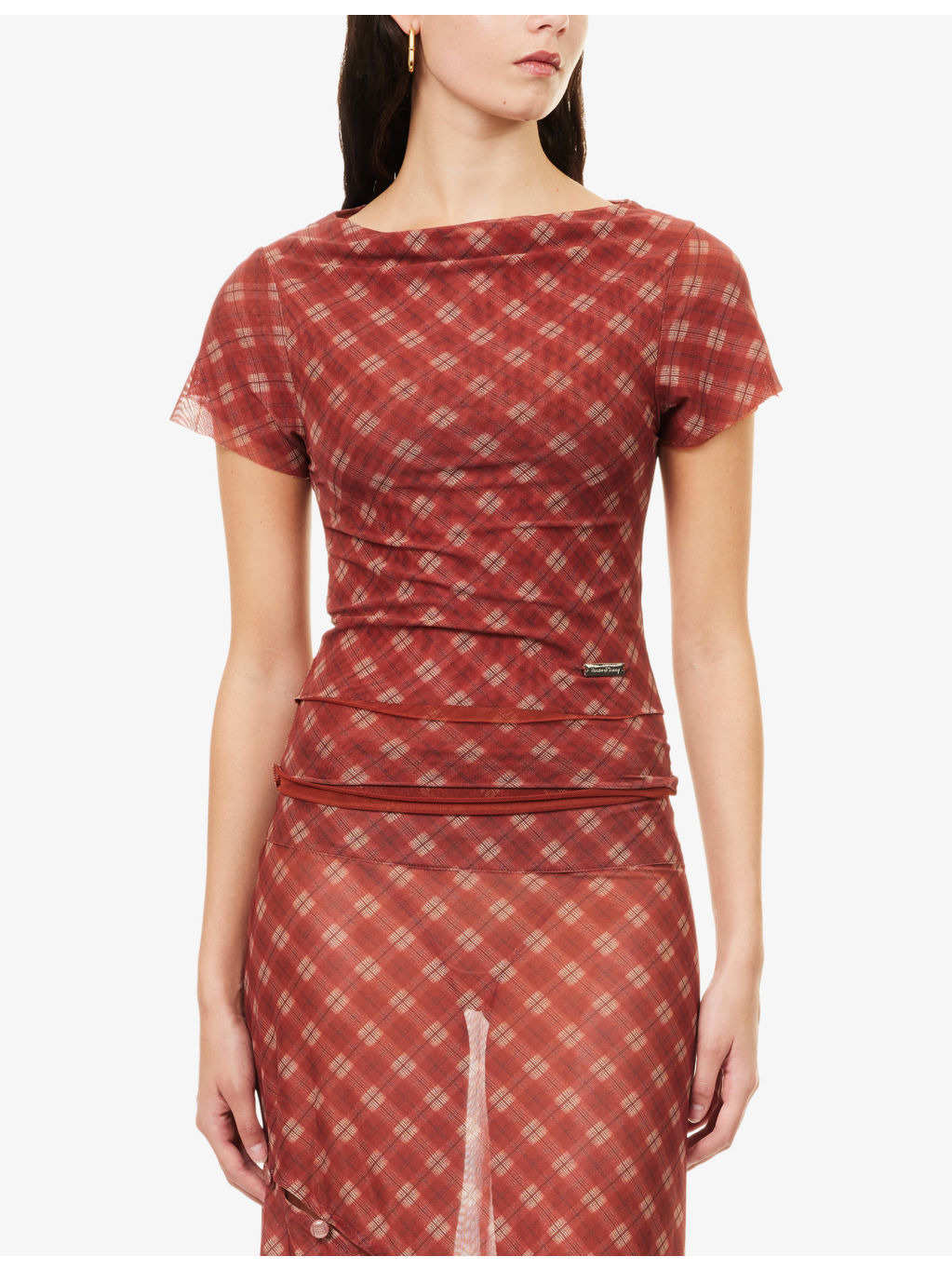 Retro Check Stretch-Woven Top - 3