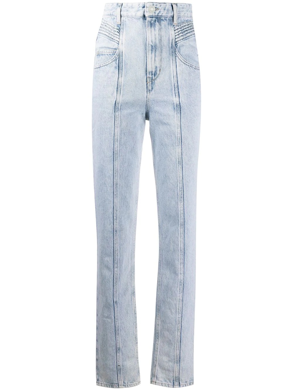 high-rise pleat panel jeans - 1