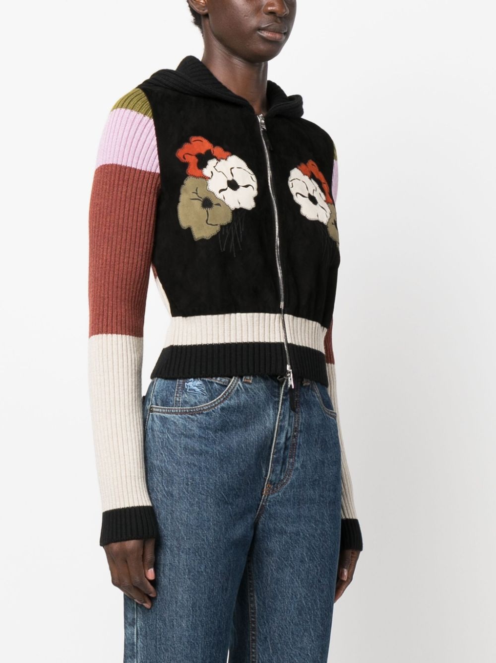 hooded wool zip-up cardigan - 3