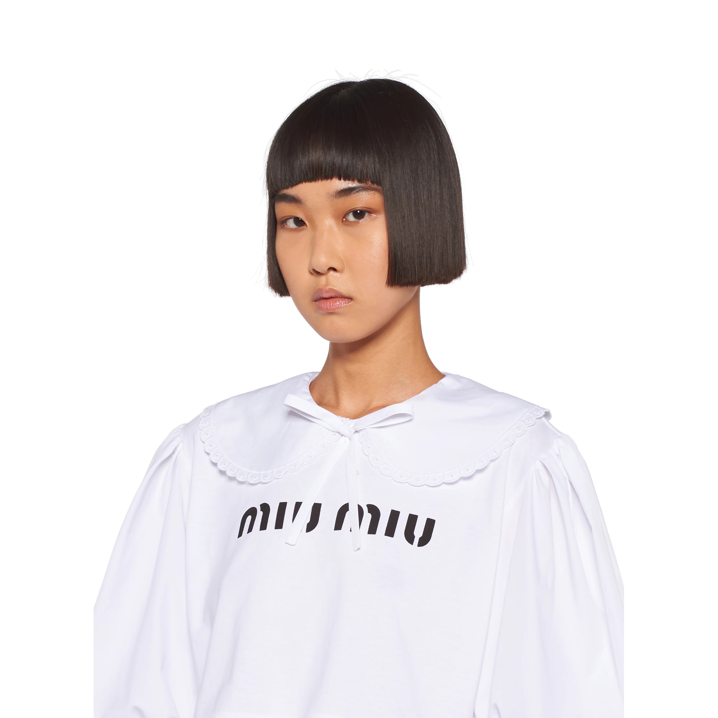 Cropped blouse with printed logo - 5