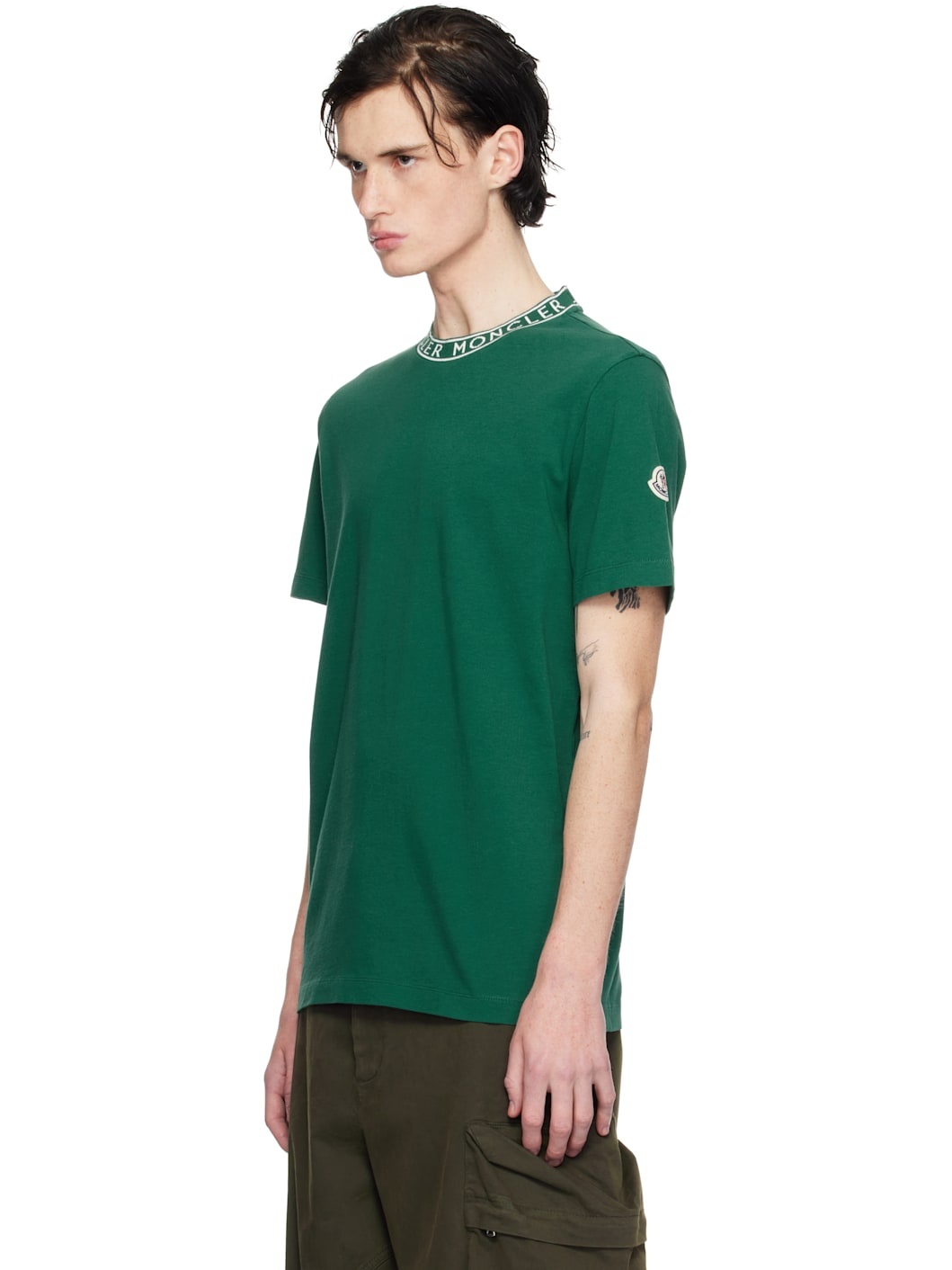 Green Logo-Trimmed Cotton T-shirt - 4