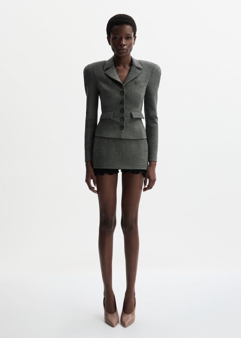 Layered mini skirt shorts in grey 4